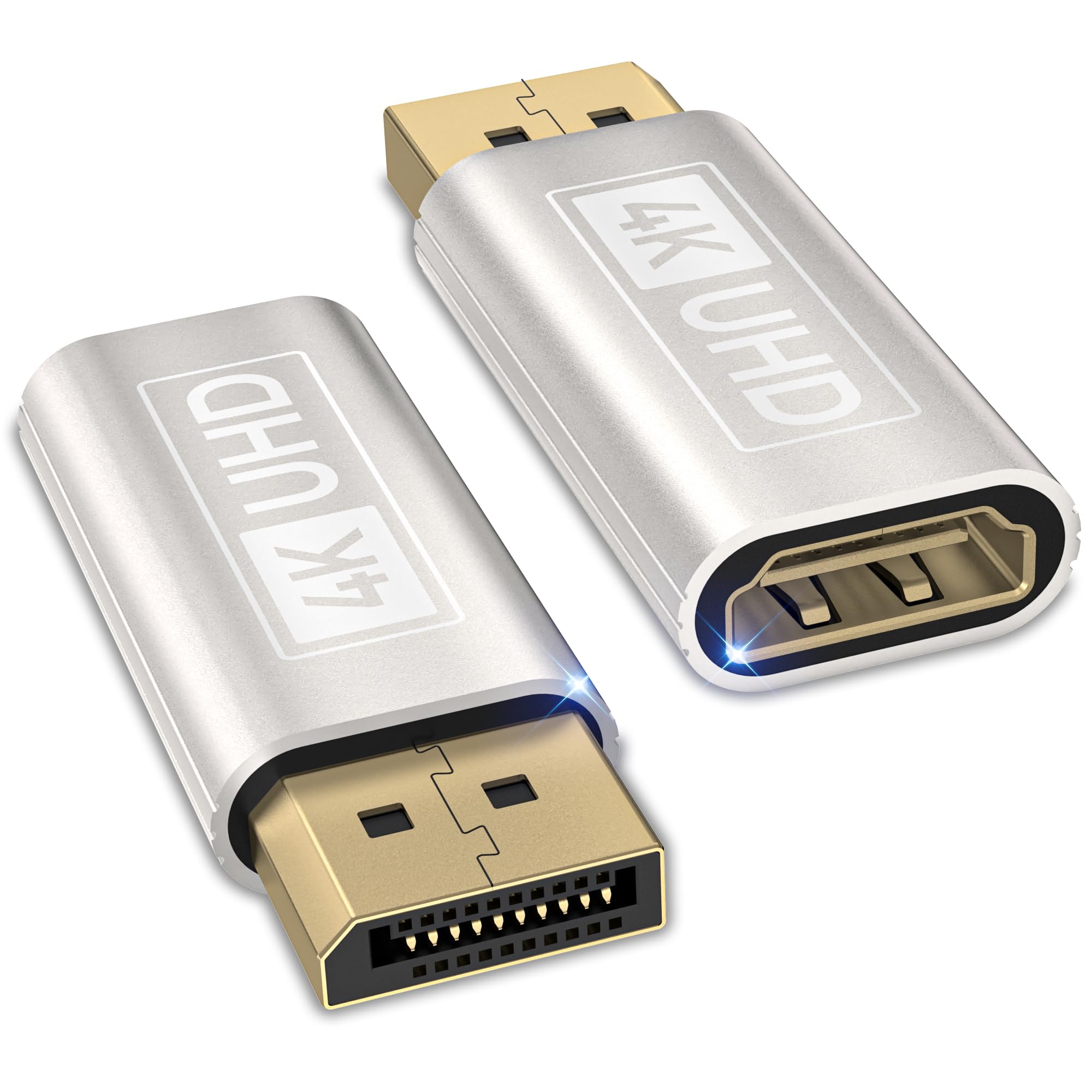DisplayPort auf HDMI Adapter 2 Stücke,Stecker auf Buchse Unidirektionaler DP auf HDMI Adapter,4K@30Hz/2K@60Hz/1080P@120Hz Displayport hdmi adapter Kompatibel mit Laptop,Desktops,Dell,HP,HDTV,Projektor