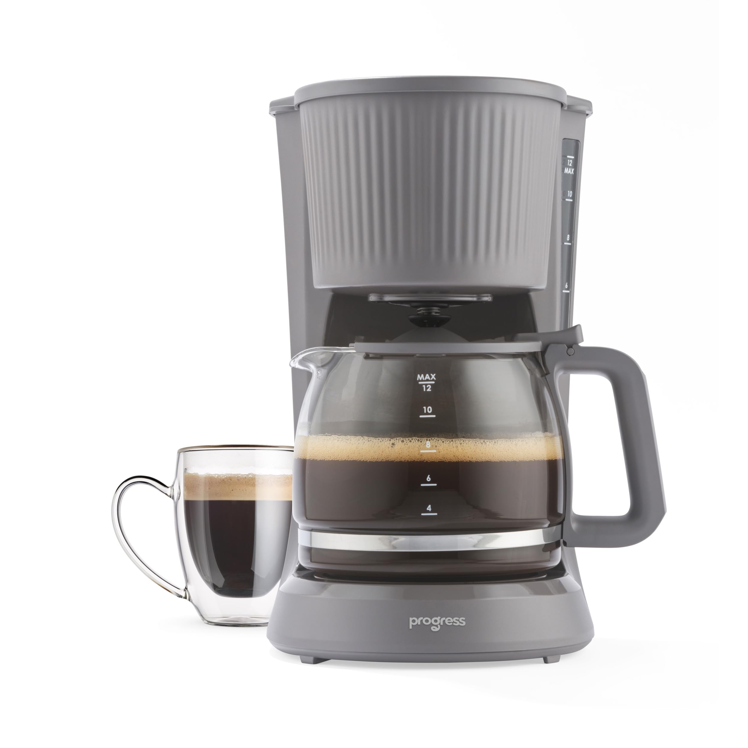 Progress Mellow Macchina da Caffè a Filtro Automatica – Funzione Anti-Goccia, Mantenimento in Caldo 30 Min, Spegnimento Automatico, Caraffa in Vetro 1,5 L, 750 W