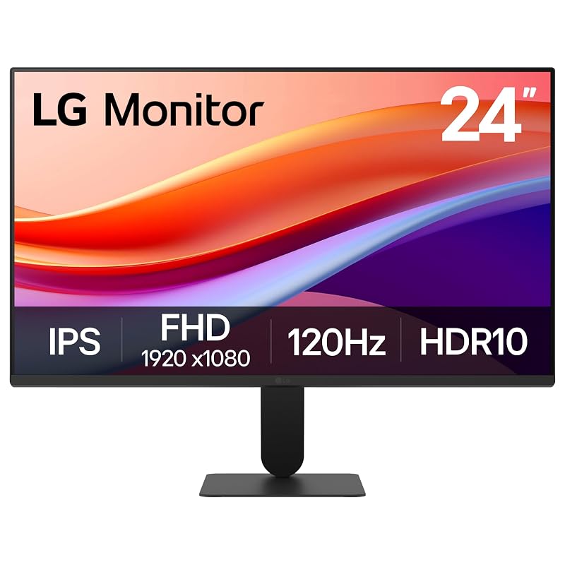 LG Monitor de computador 24U411A-B 61.0 cm Full HD (1920 x 1080) IPS, 120Hz, HDR10, modo leitor, seguro para cintilação, HDMI, base de suporte fino, preto
