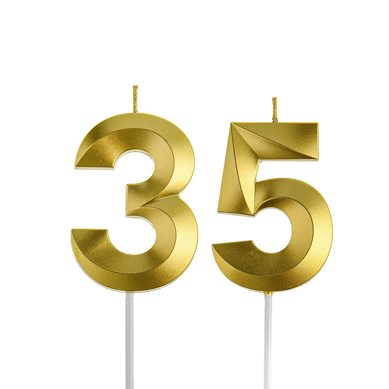 Velas doradas de cumpleaños 35 y 53, número dorado 35 53 para decoración de cumpleaños, decoración de fiesta