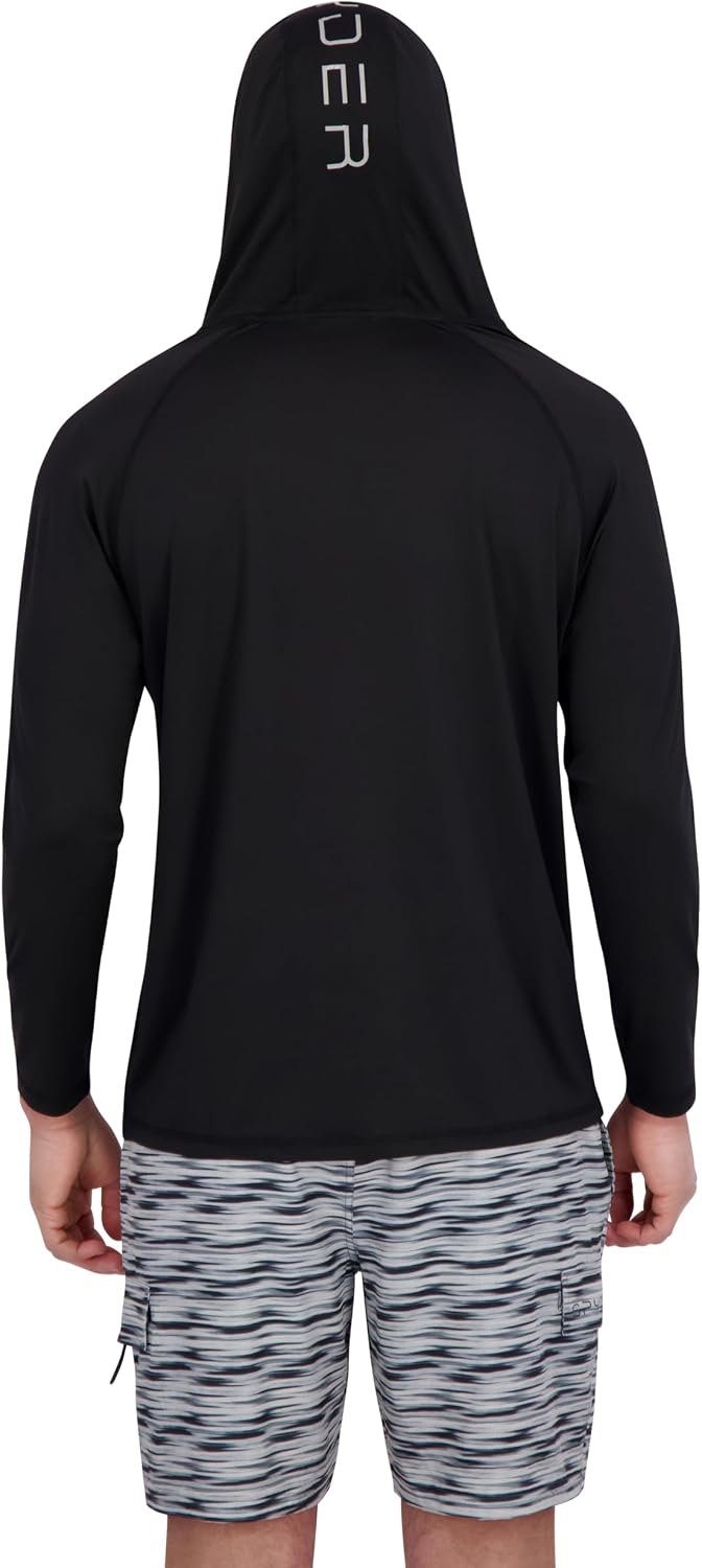 Spyder Men's Hooded Long Sleeve Rashguard – Quick-Dry Swim Shirt, Sun Protection Top