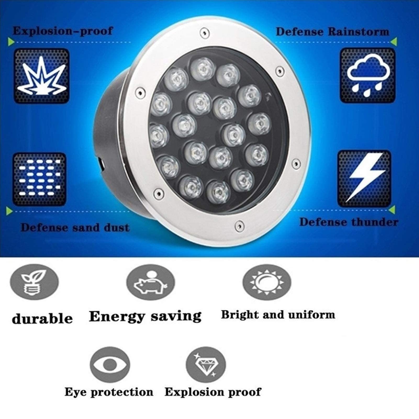 Luces LED para Exteriores empotradas en el Suelo, focos LED de CA 85-265 V, focos LED para Exteriores a Prueba de Agua IP67, focos LED para Exteriores empotrados (Color: luz cálida, tamaño:
