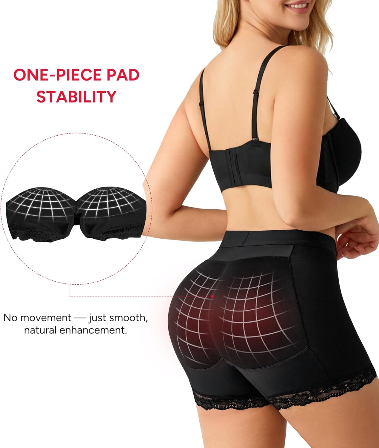 Nebility Butt Lifting Shapewear with Butt Pads - Padded Underwear for Women Booty Lifter Shorts Lace Hip Enhancer - Image 4