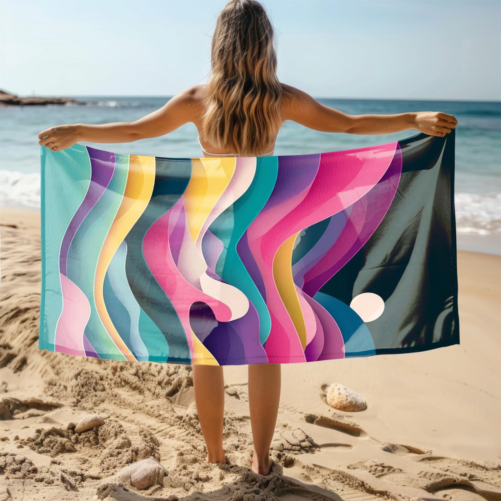 Telo Mare Microfibra Grande 200X200 Verde Nero Astratto Telo da Mare Matrimoniale Xxl,Ad Asciugatura Rapida, Telo Bagno Senza Sabbia,Spiaggia, Campeggio, Escursionismo, Picnic
