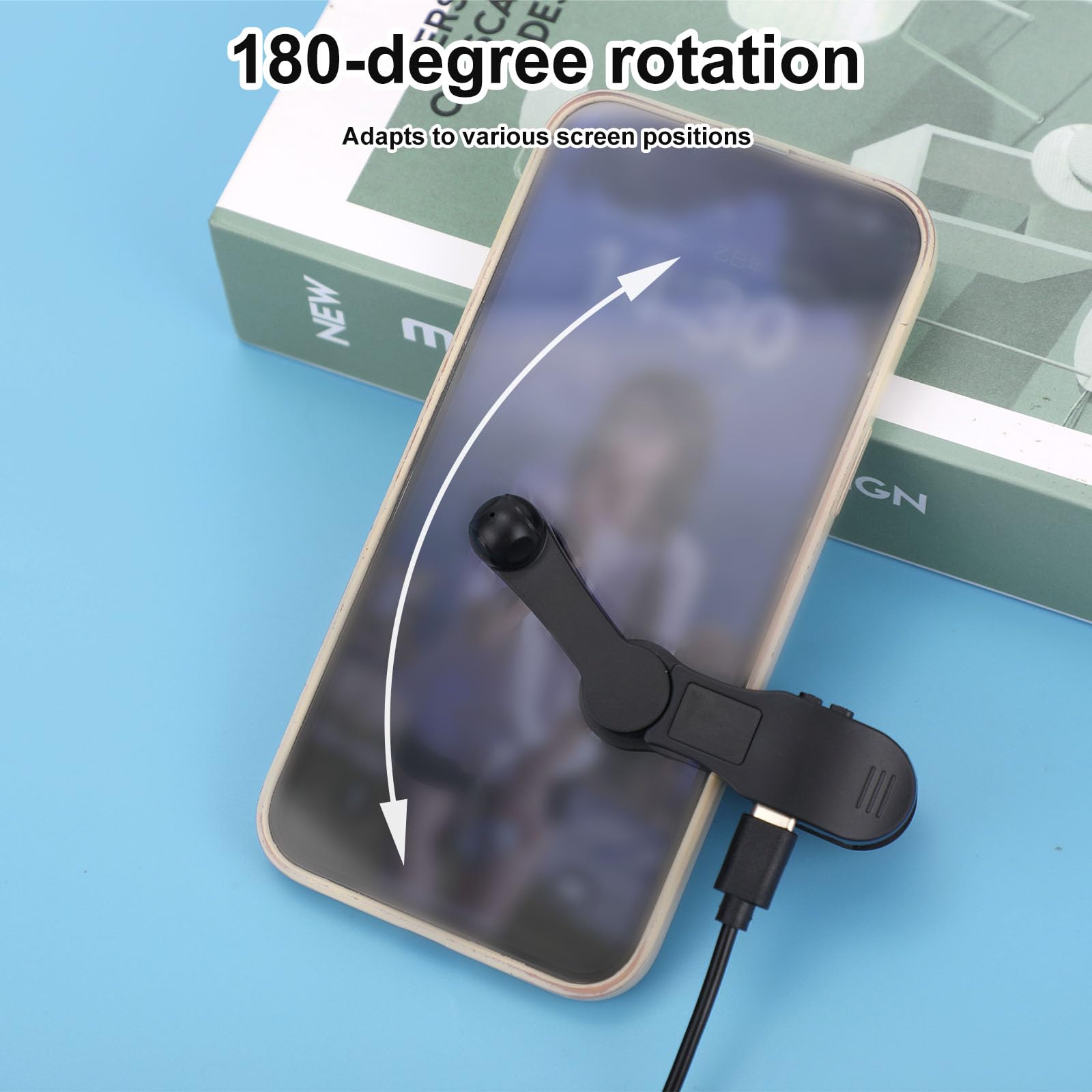 Auto Clicker per Smartphone, Tapper Schermo Telefono a velocità Regolabile con Cavo Dati Dispositivo Auto Tapping 180° Ruotabile per iOS Android Tablet Trasmissione Live Offerta Lampo (Nero)