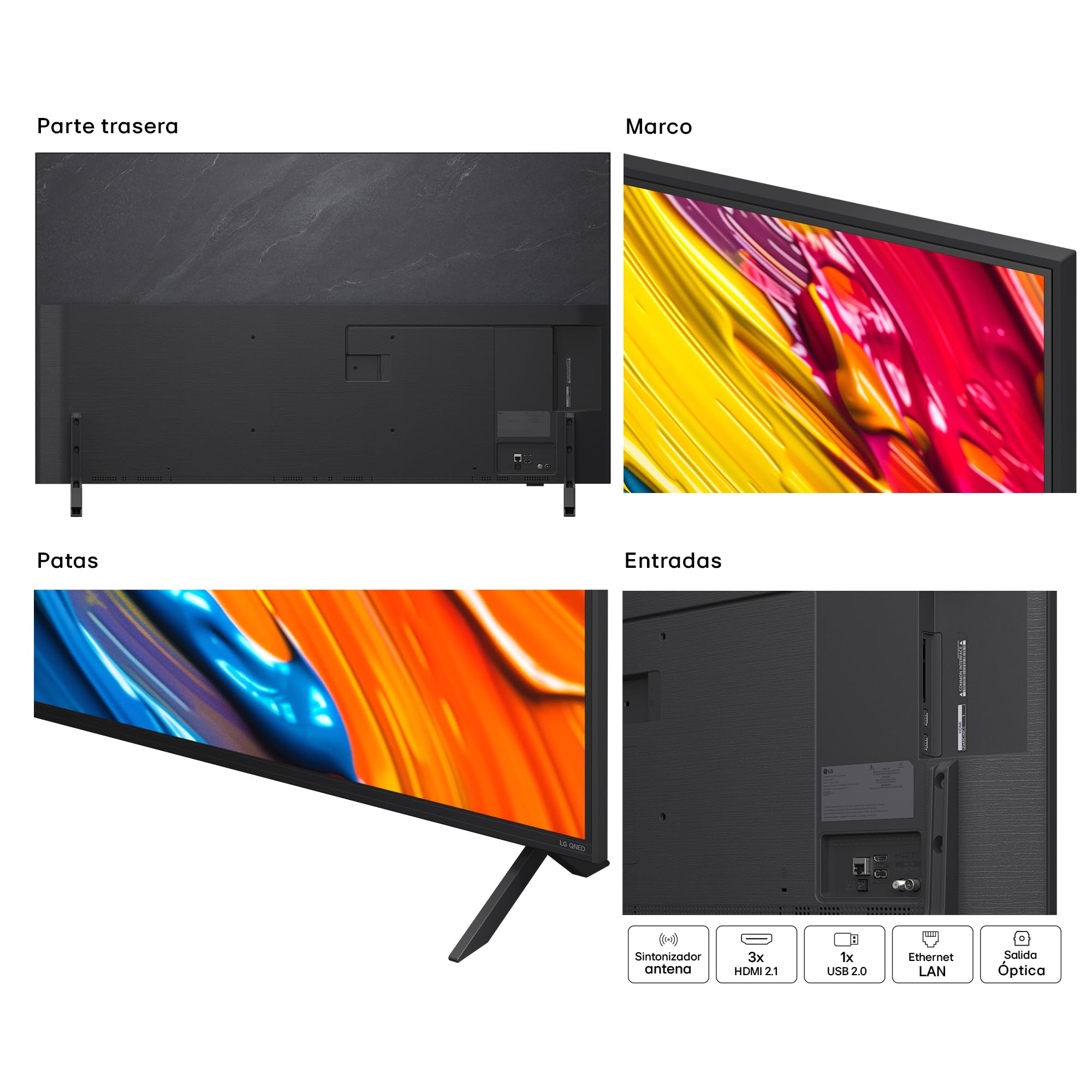 LG 55QNED84A6C - TV 55", 4K QNED EVO, Smart TV, WebOS 25, Procesador Potente e Inteligente, Super Upscaling, Dolby Dilgital Plus, Alexa/Google Assistant, Negro