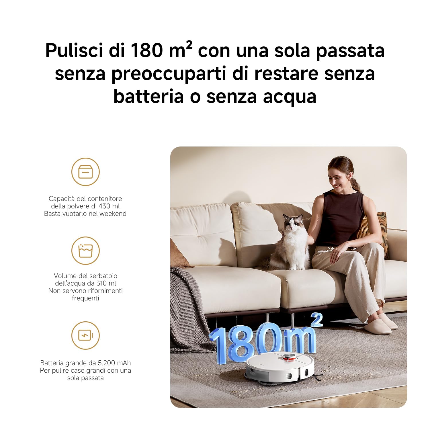 XIAOMI Robot Vacuum S40 Pro, aspirapolvere robotico intelligente e mocio, spazzole laterali autoestensibili, aspirazione 15000 Pa, pavimento duro e tappeto, telecomando tramite app
