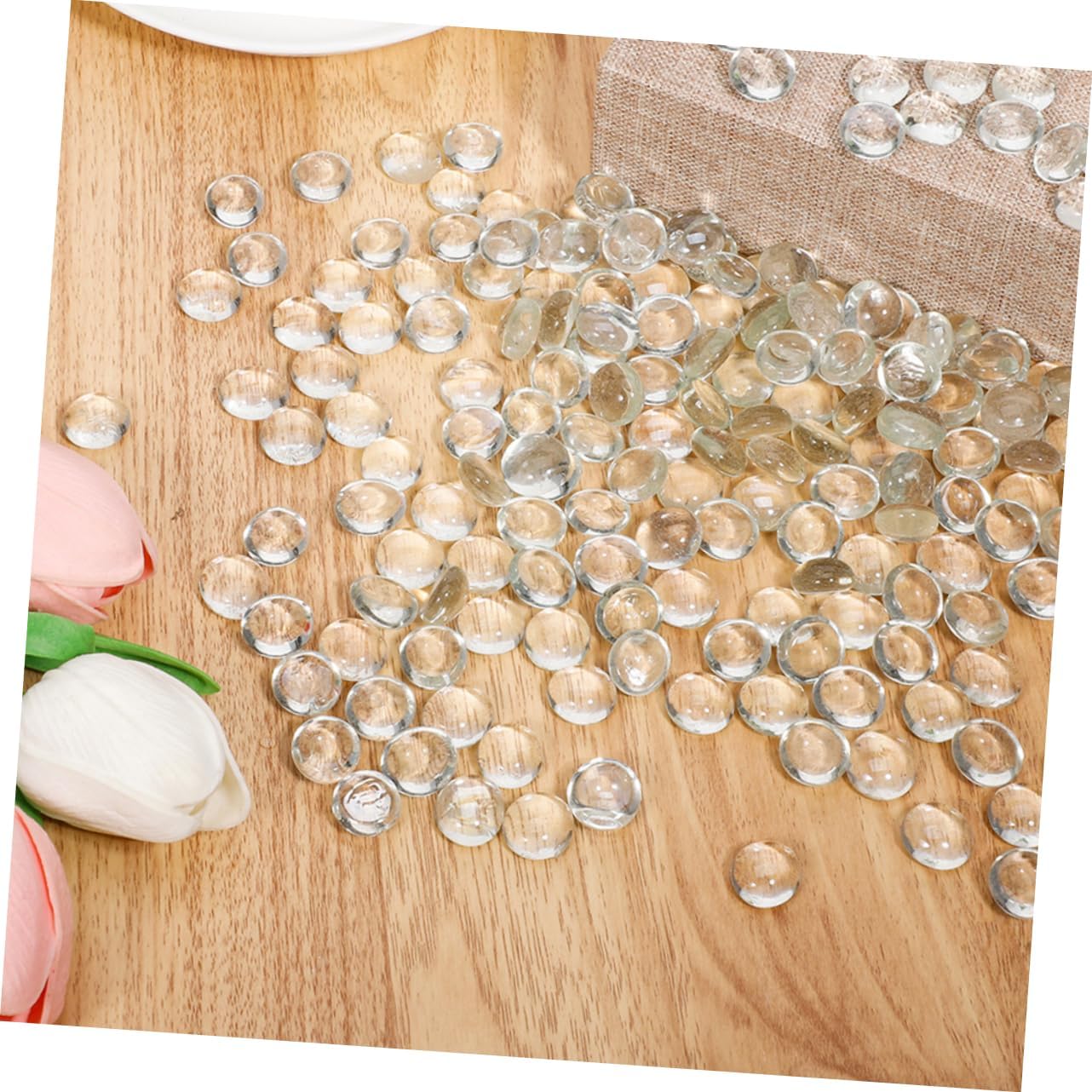 200pcs Flat Glass Beads for Vases and Fish Tank Landscaping Decorative Pebbles for DIY Crafts Aquarium Decor and Flowerpot Fillers