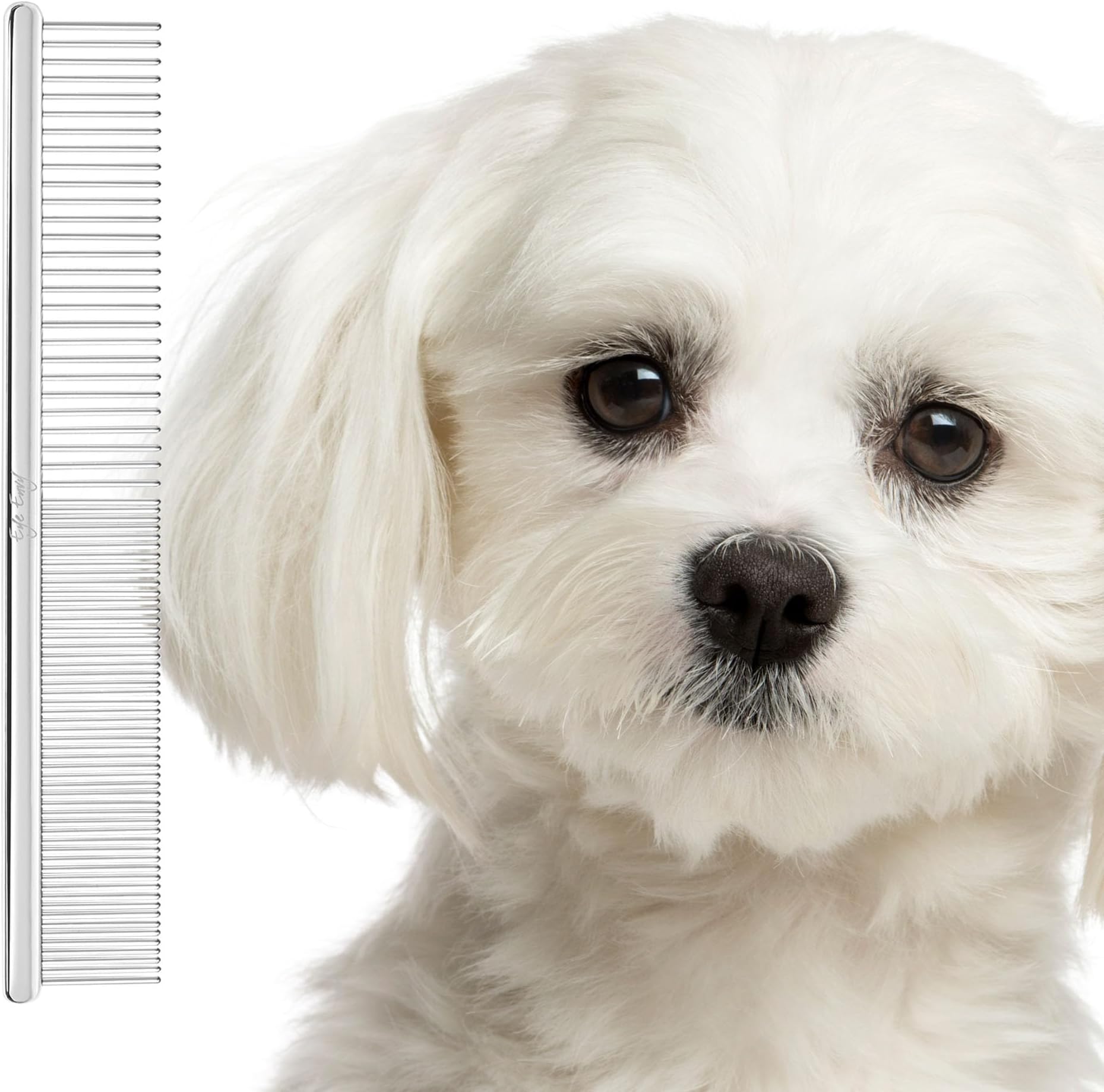 Tear Stain Remover Comb for Dogs and Cats. Fine/Coarse with 80 Rounded Pins. Gently Remove Crusty Eye Debris, Gunk and Boogers. Face and Feet Comb. Remove Tangles