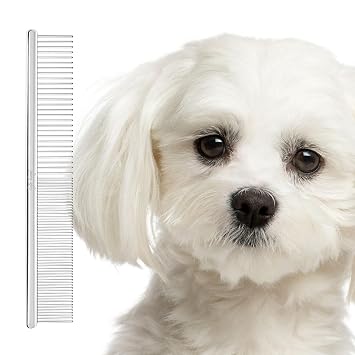 Eye Envy Tear Stain Remover Comb for Dogs and Cats. Fine/Coarse with 80 Rounded Pins. Gently Remove Crusty Eye Debris, Gunk and Boogers. Face and Feet Comb. Remove Tangles