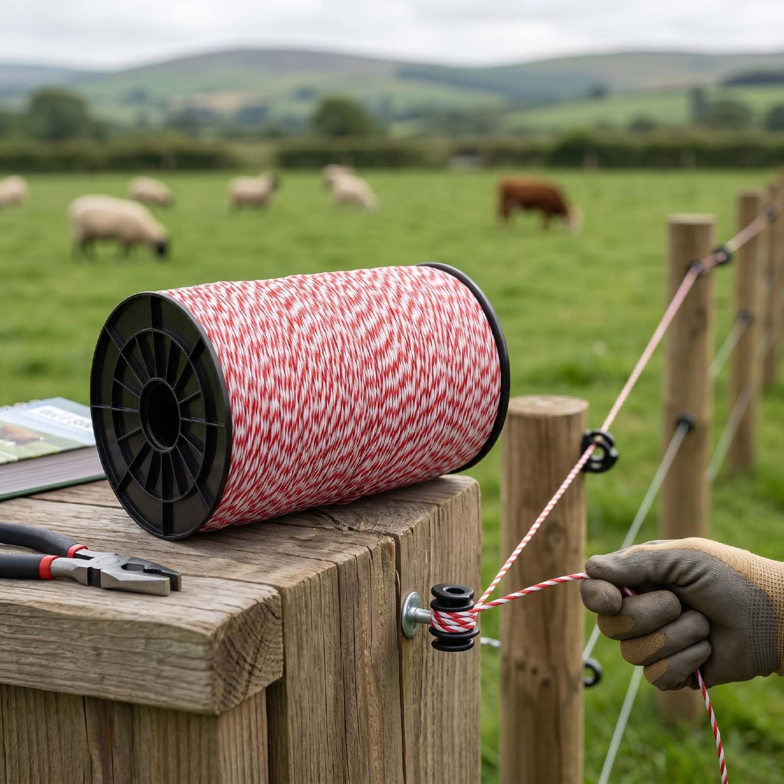 banapoy Alambre para Cerca Eléctrica, Hilo Polywire para Vallado de Ganado 3280ft 1000m Acero Inoxidable Conductividad Fiable Resistencia Al Óxido, for Cercado para Ganado