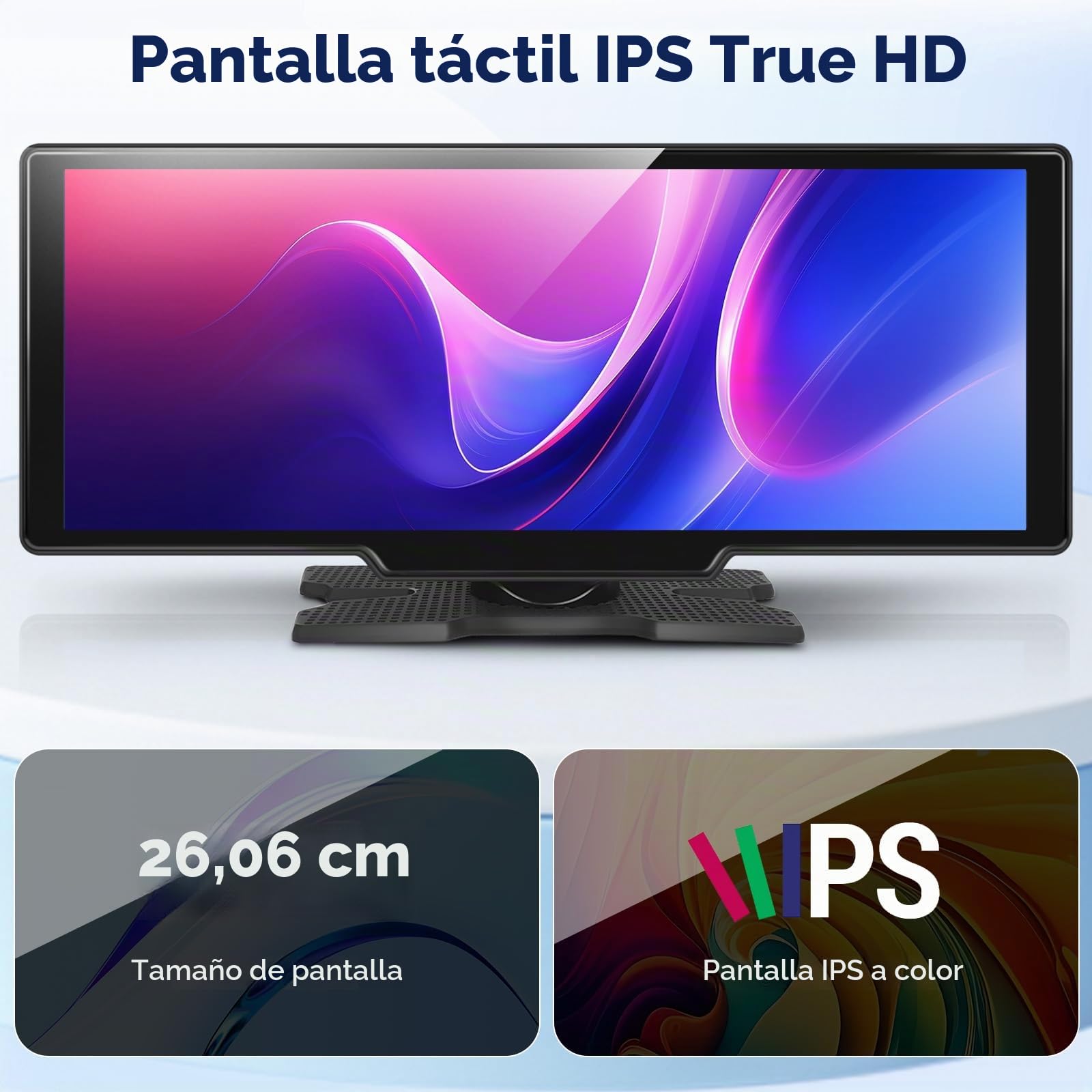 Hodozzy Radio Portátil Coche Carplay Android Auto Inalámbrica,Pantalla Táctil IPS de 10,26 Pulgadas con Carplay, Manos Libres Bluetooth, Mirrorlink, FM Transmisor,Portable Pantalla Coche TF/AUX
