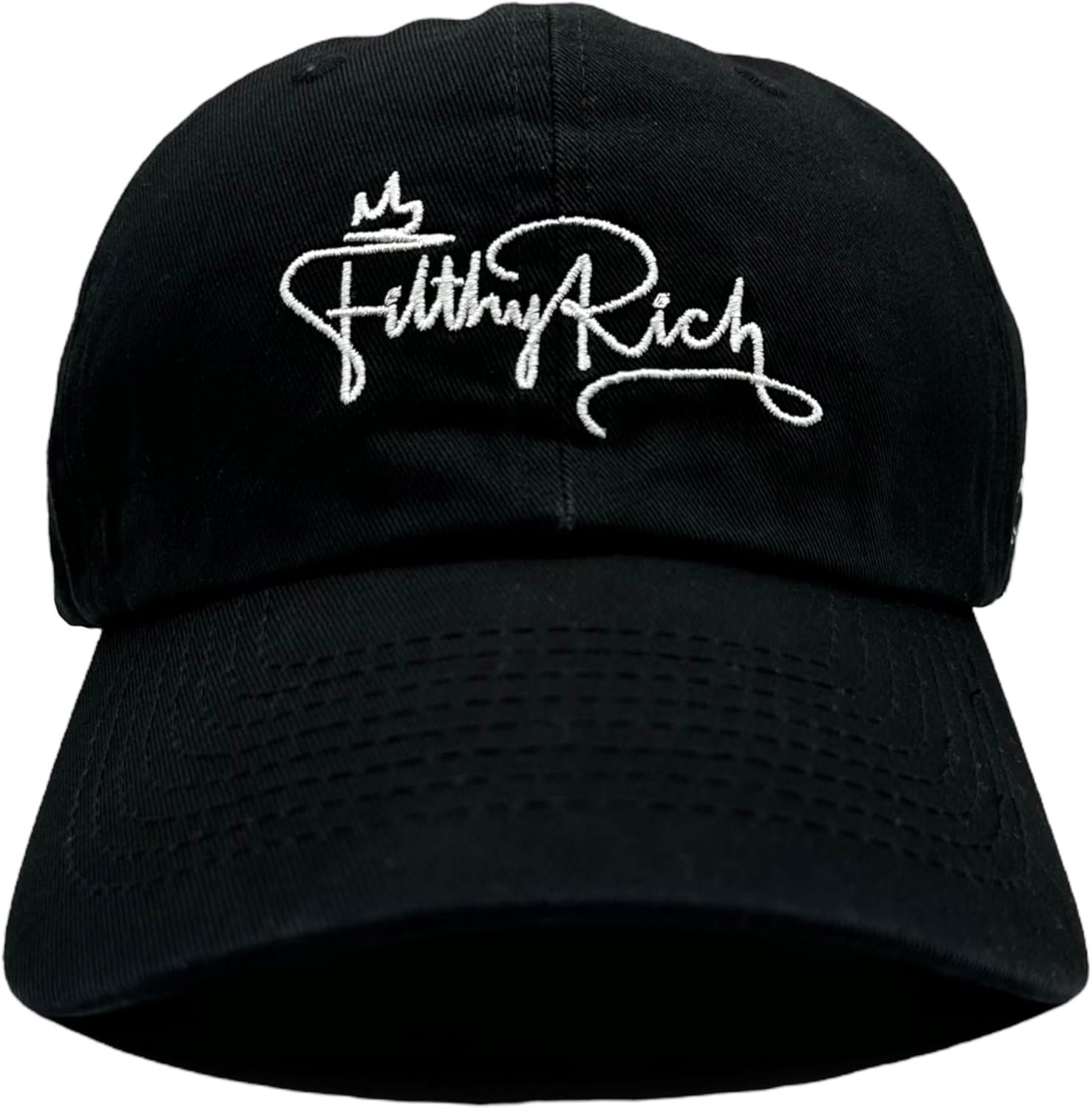 Filthy Rich Embroidered Adjustable Dad Hat 6 Panel Baseball Cap Unstructured Low Profile Cotton Hat (Signature Black)