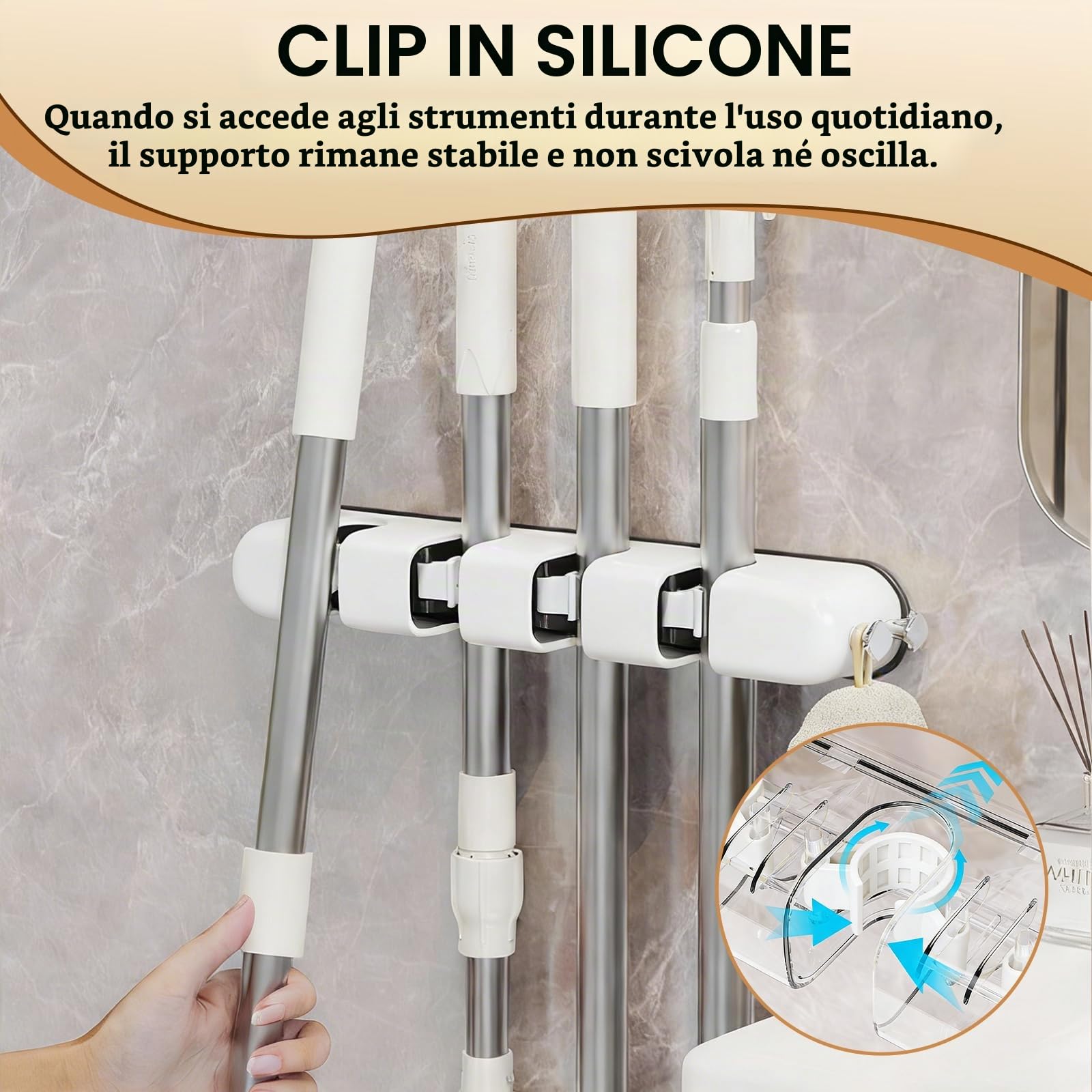 Porta Scope Parete, Supporto per Attrezzi da Giardino, da Utilizzare con Attrezzi da Giardino E Scopes, Porta Scope, In Cucine, Bagni, Appartamenti, Garage E Giardini