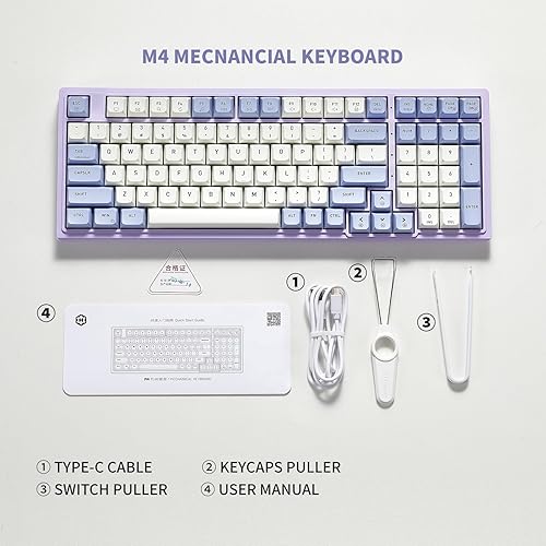 Miniatura 8 de Hexgears Teclado mecánico M4, 96% 99 teclas, teclado con cable intercambiable en caliente, teclado para juegos con cable macro compacto, teclados de