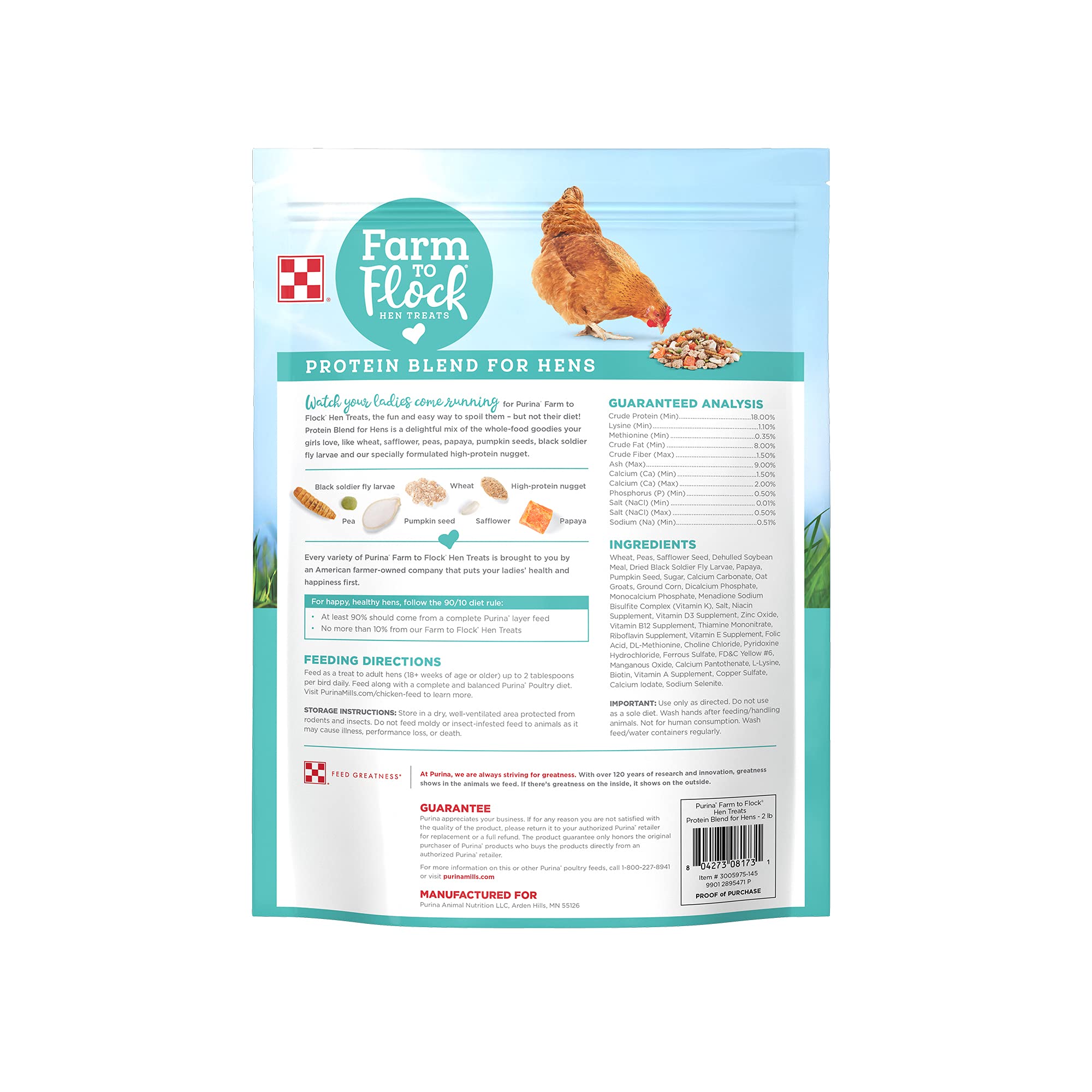 Purina Farm to Flock Protein Blend for Hens | Hen Treats | 7.5 Pound (7.5 LB) Bag