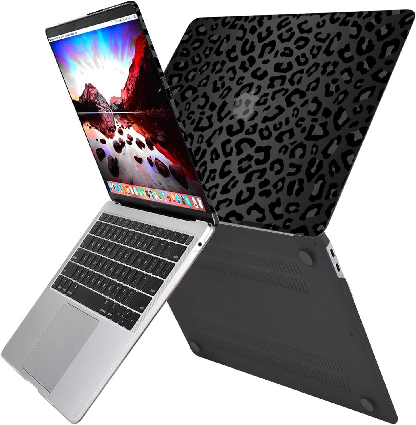 GABraden Compatible with MacBook pro 13 inch Case,2020 2019 2018 2017 2016(A2338 M1/A2159/A2251/A2289/A1989/A1706)with Touch ID and 2 Pack Keyboard Protectors,Laptop Hard Shell（Black Leopard Cheetah）