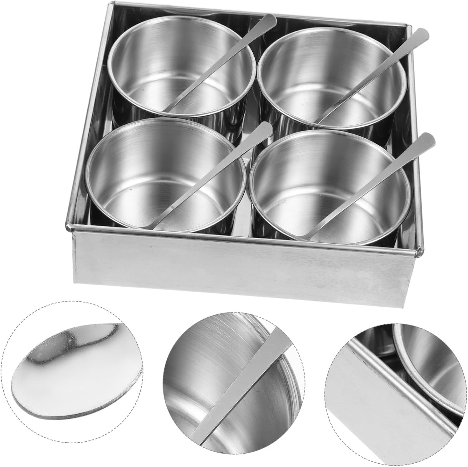 1set Stainless Steel Condiment Pot Compartment Spice Storage Jar for Kitchen Organization Easy to Use and Clean Seasoning Holder Lid