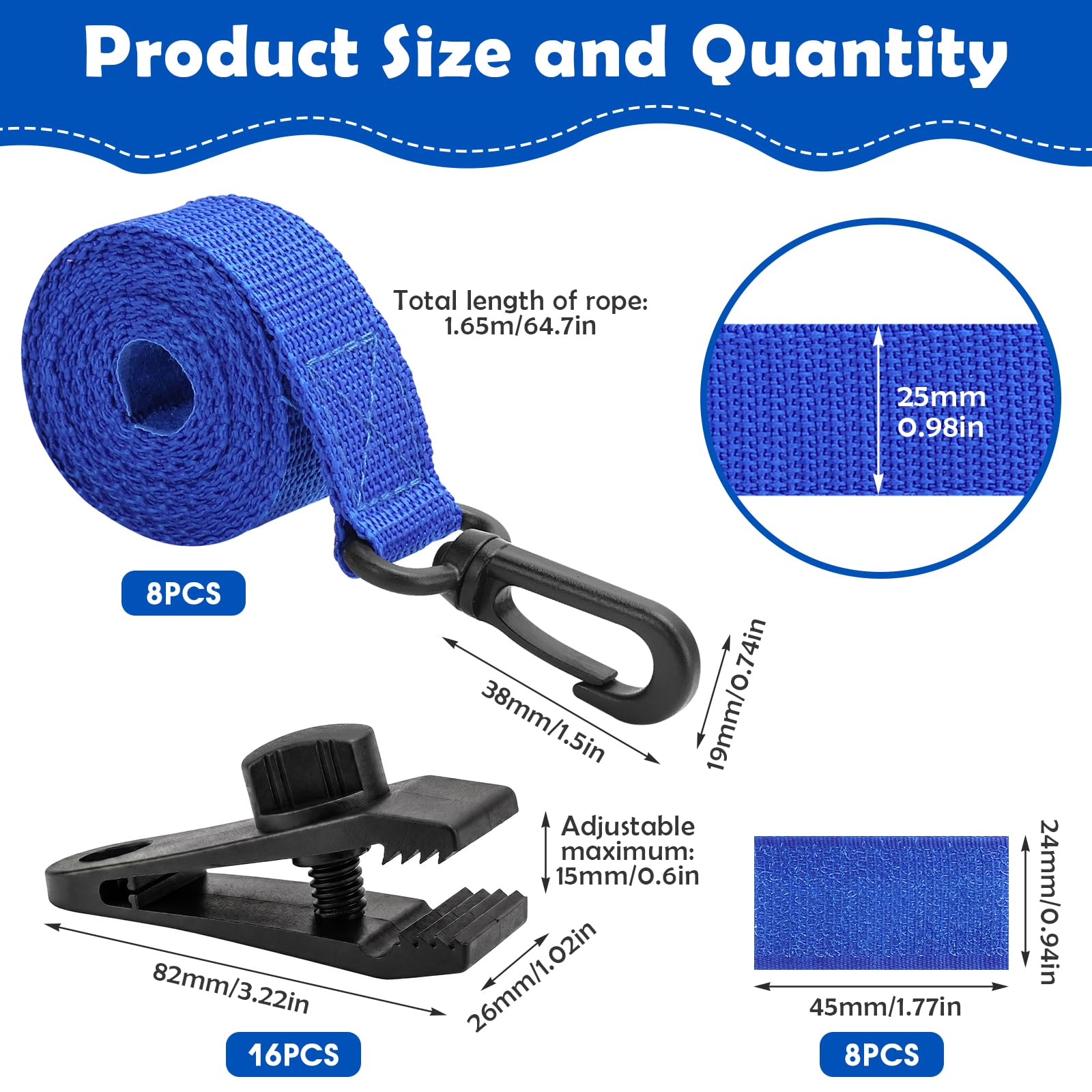 GMMG Attache Bache Piscine 8 Set Sangle Enrouleur Bache Piscine Sangle Bache Piscine pour Enrouleur Fixation Bache Piscine
