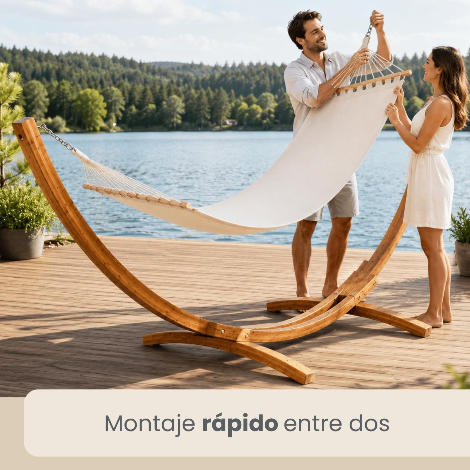 AMANKA Soporte para Hamacas de Madera Exterior 325 cm - Marco Colgante para Jardín y Terraza