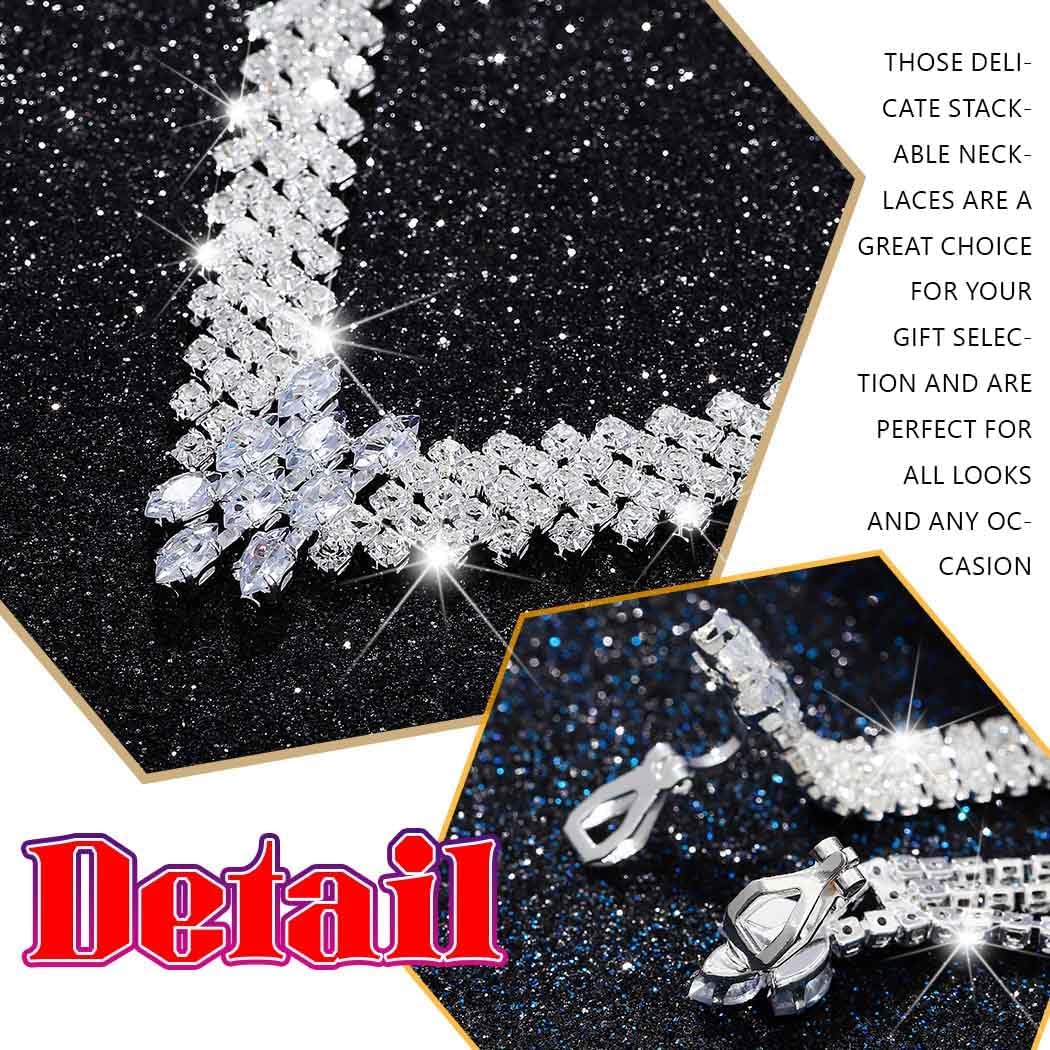 Sixexey Rhinestone Bridal Jewelry Set Clip On Earrings Wedding Prom Jewelry Accessories for Women