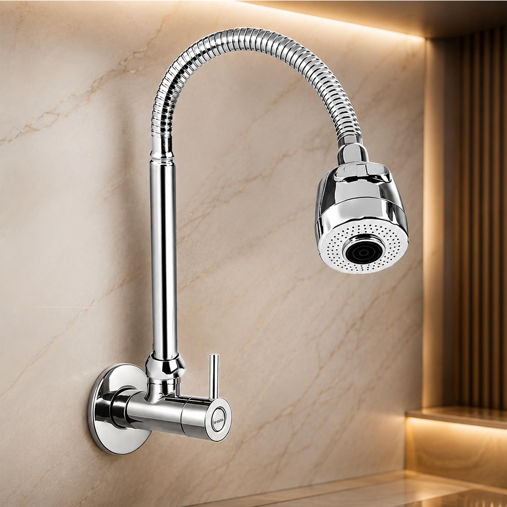 HOUZA Brass Kitchen Sink Tap Faucet with Pull Down Sprayer| Kitchen Tap with 360 Degree Flexible Swivel Spout | Water Saving Dual Flow Kitchen Faucet for Sink (Silver)-image-25