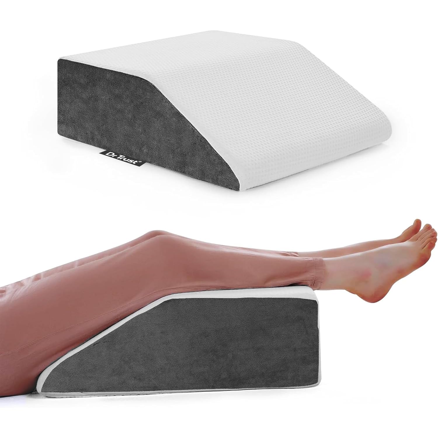 Dr Trust Usa Leg Elevation Wedge Pillow For Rest When Sleeping, Varicose Veins, Pain Relief Post Surgery, Pregnancy Swelling Cushion, Orthopedic Elevator Support Back, Knee -363 - Memory Foam, White-image-28