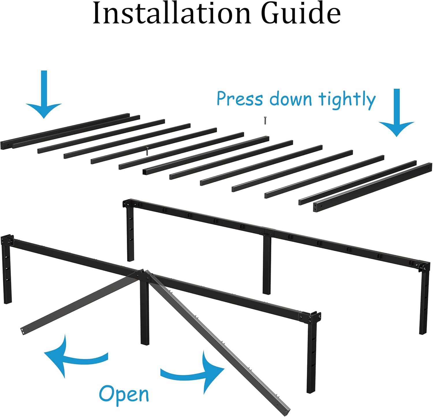 Twin XL Bed Frame 2500 lbs Support Heavy Duty Platform Steel 14 inch XL Twin Bed Frame No Box Spring Needed Extra Long Easy to Assembly Non-Slip Noise Free Black