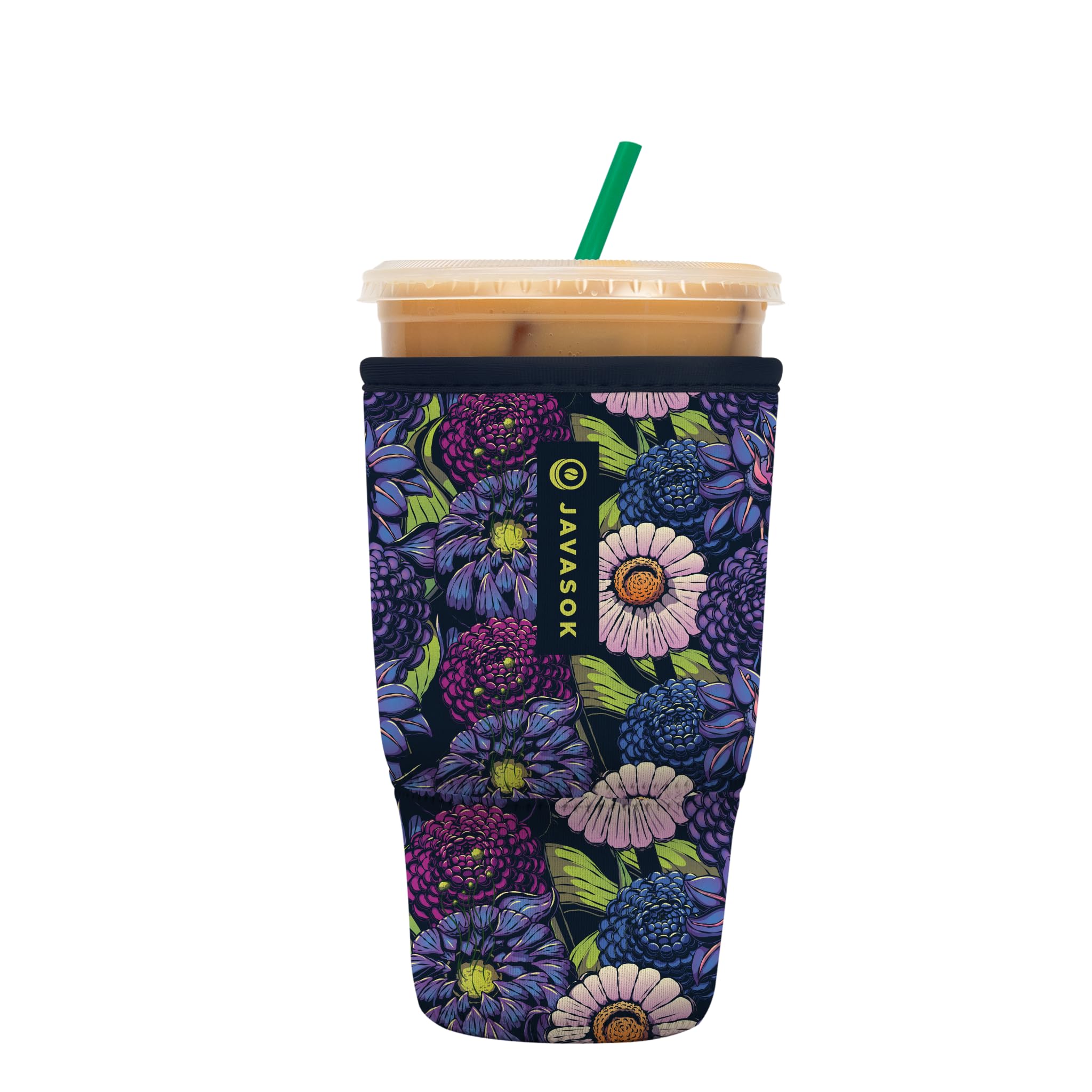 Sok It JavaSok Iced Coffee &amp; Cold Soda Insulated Neoprene Cup Sleeve (Secret Garden, Large: 30-32oz)