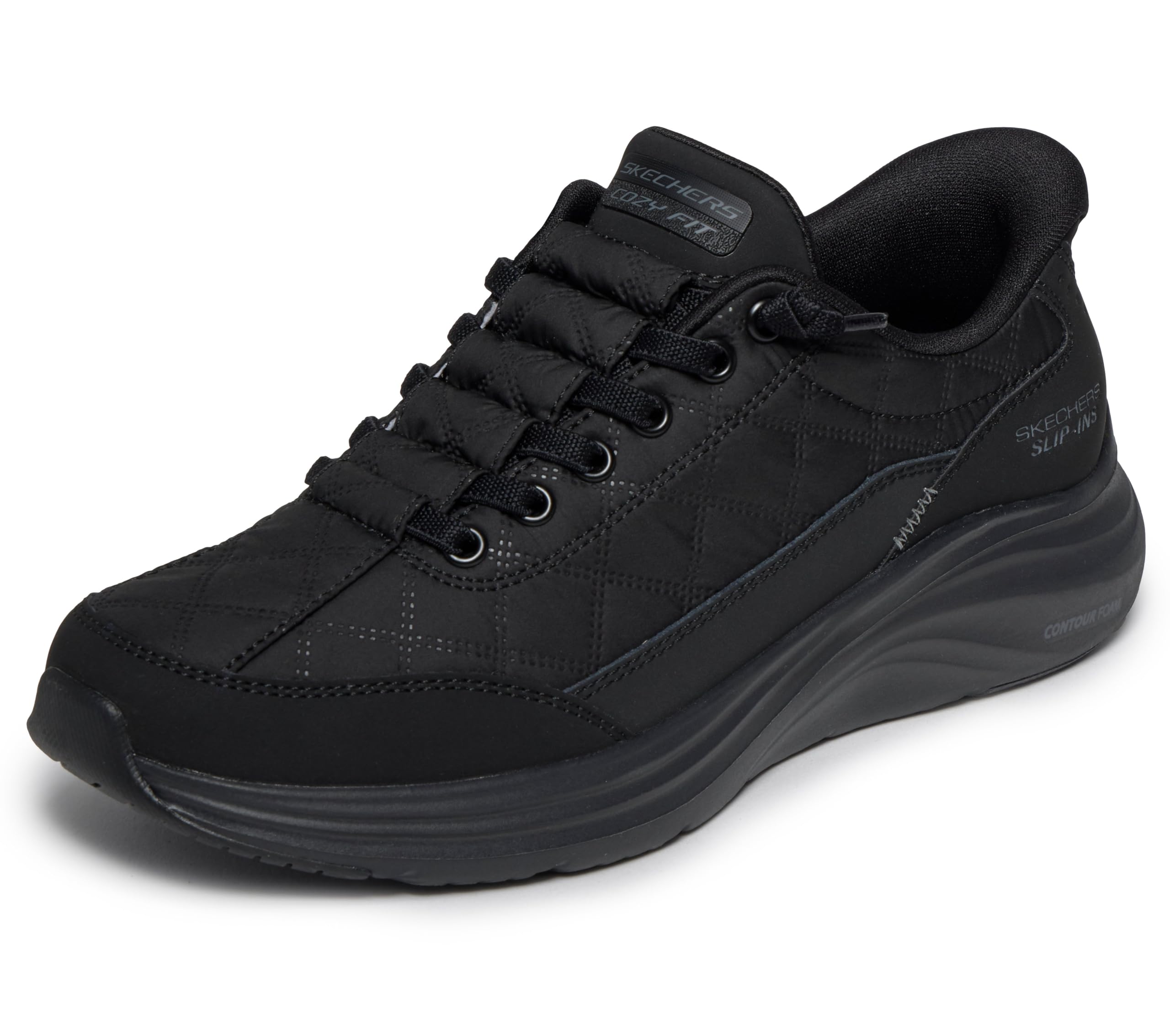 Skechers Damen Slip-In Contour Foam - Cozy Fit Turnschuhe, Black, 37.5 EU Weit
