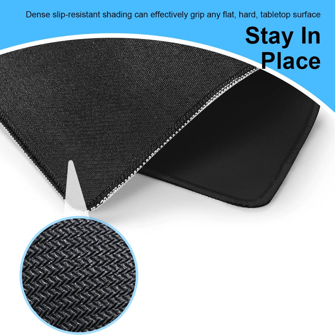 WeddHuis Alfombrilla Gaming con Base Antideslizante, Impermeable, Lavable, para Ratón Inalámbrico, PC, Oficina, Hogar, Juegos (22x18CM, Negro)