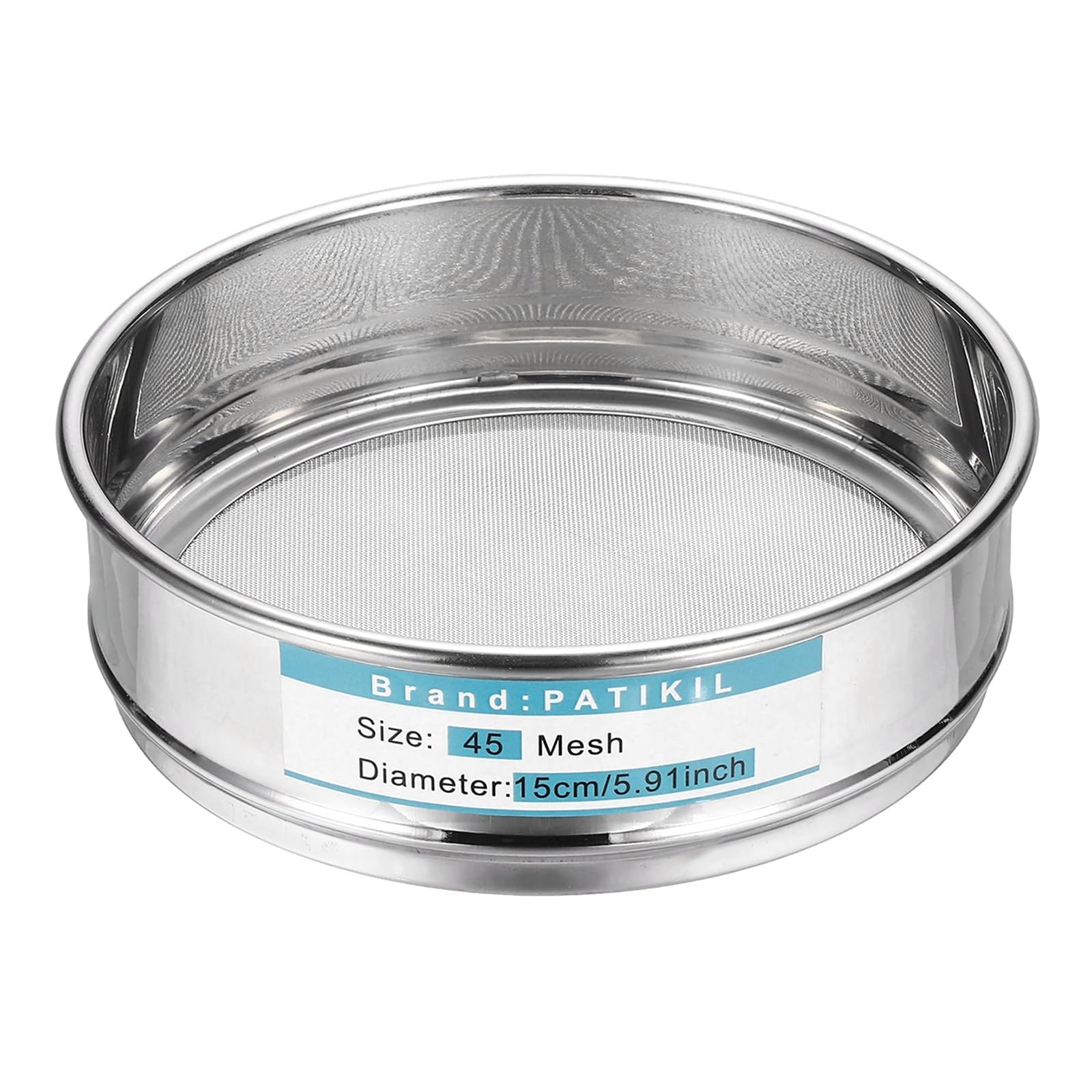 PATIKIL Tamis De Laboratoire 45 Mailles (0.4mm), Diamètre 5.9"(15cm) Toile De Criblage 304 Acier Inoxydable Maille Fine Tamis Pour Laboratoire Industriel