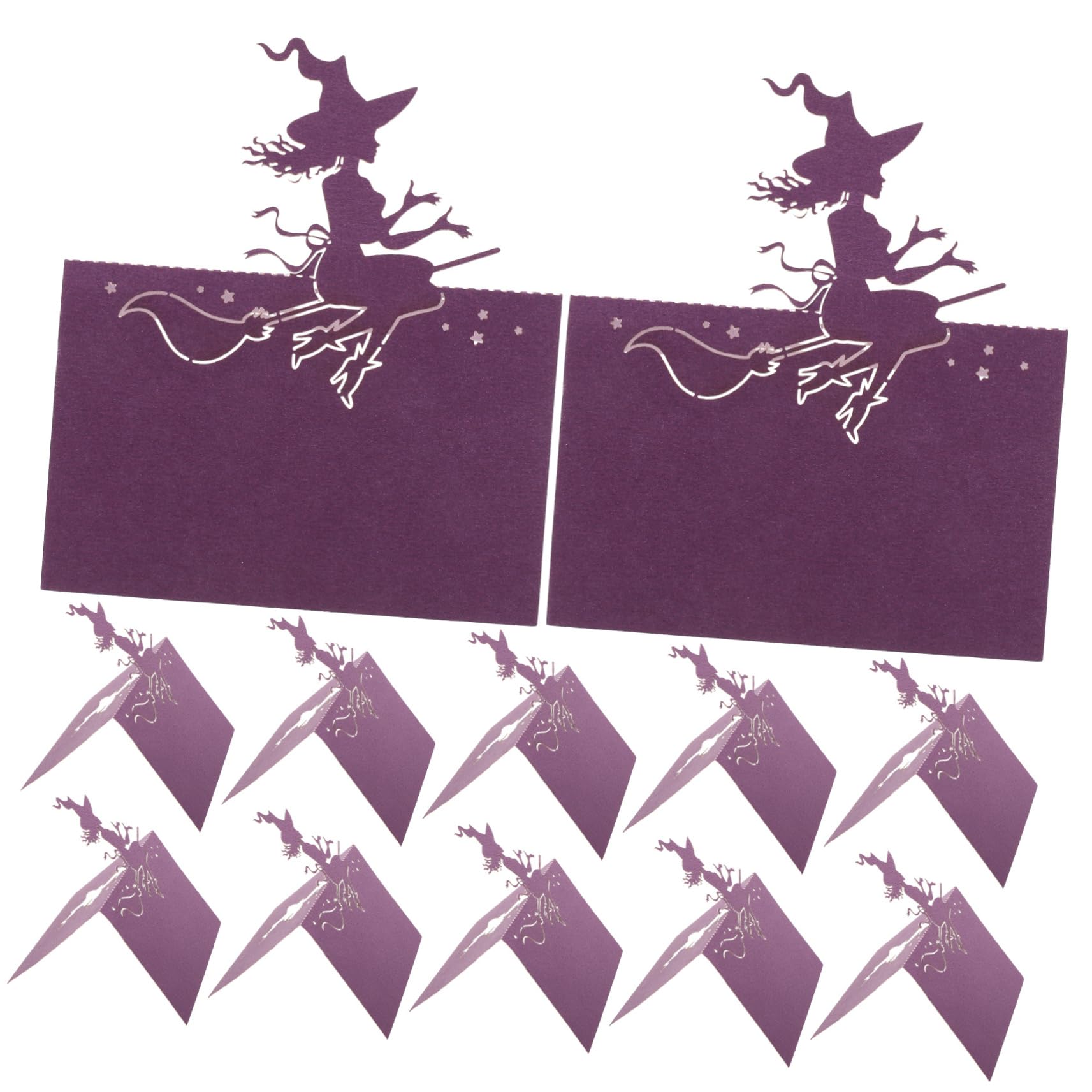 OUNONA 50pcs Halloween Witch Place Cards Elegant Tent Table Name Cards for Weddings Parties Easy Setup Halloween Themed Design for Table Setting and Guest Guidance