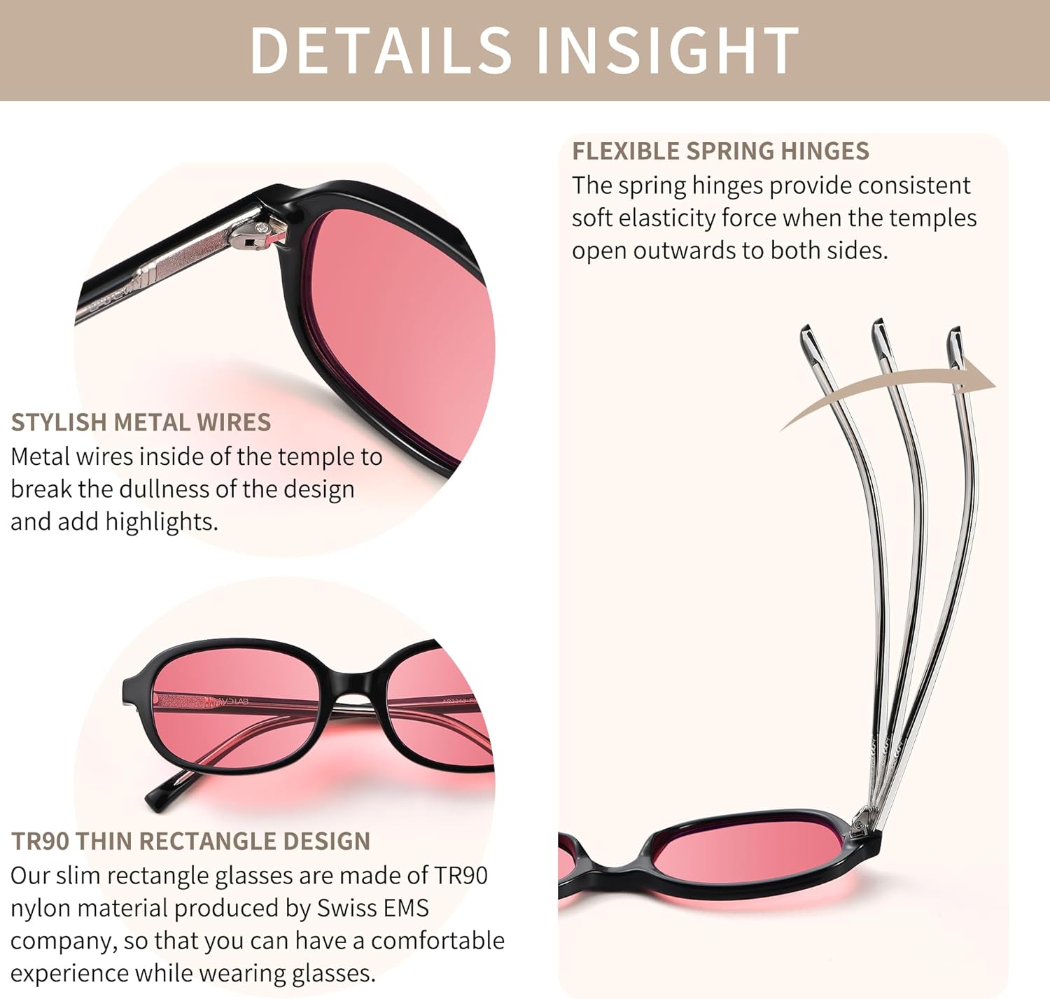 Indoor Fluorescent-41 Pink Tinted Blue Light Blocking Glasses Migraine Light Sensitivity Photophobia LED Glare AB3313