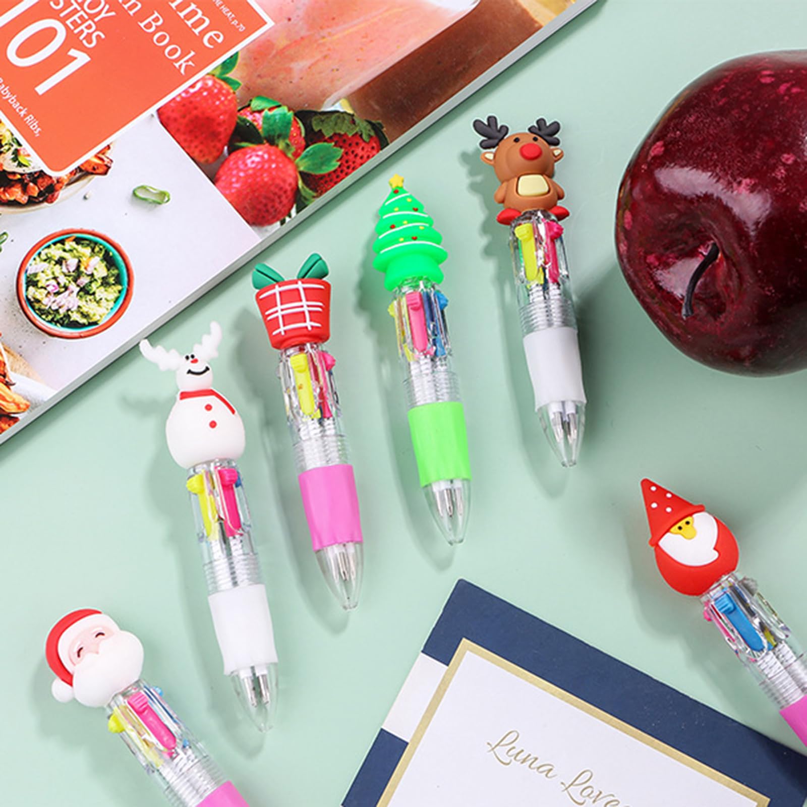 3 4Pcs Christmas Ballpoint Pen Multicolor Pen 4 Color-in-1 Retractable Ballpoint Pen for Kid Reward Multicolor Pens for — view 8