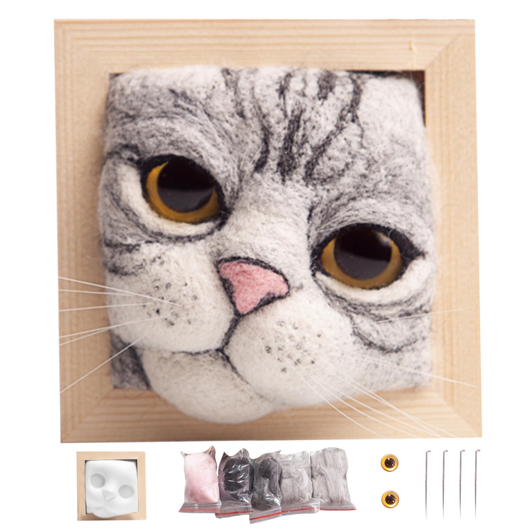 Needle Felting Kits Needle Felting Starter Kit DIY Needle Felting Supplies with Cat Model Felting Foam Mat Knitting Kit Felting Kits for Beginners Adults Type1