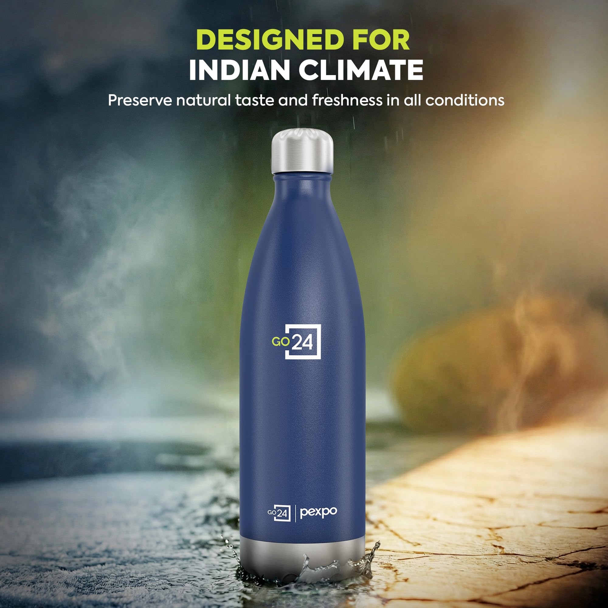 Go24 pexpo Stainless Steel Water Bottle Electro Denim Blue 980ml — Amazon image 5