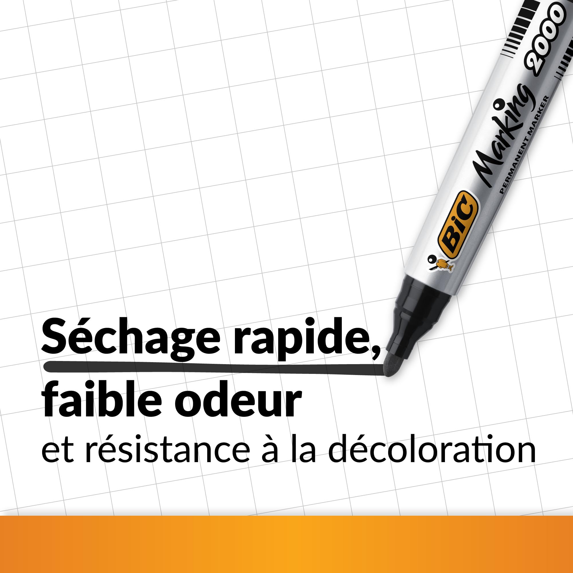 BIC Marking 2000 ECOlutions Marqueurs Permanents Pointe Conique Moyenne Noir Boîte de 12