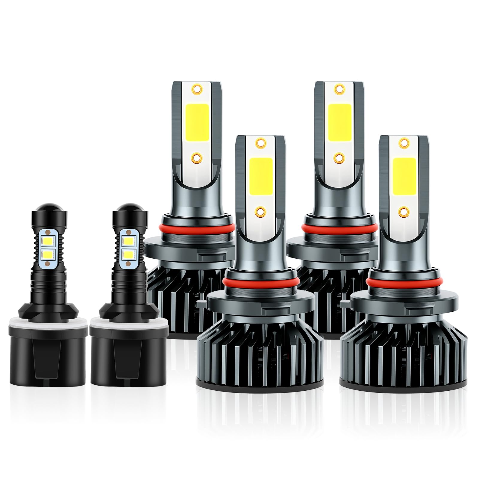 EMuna Fit For Chevrolet Chevy Tahoe 2001-2006 LED Headlight Bulbs 9005 9006 High Low Beam Headlight Bulbs + 880 LED Fog Light Bulbs Kit,6000K Cool White lights,6pcs led bulbs