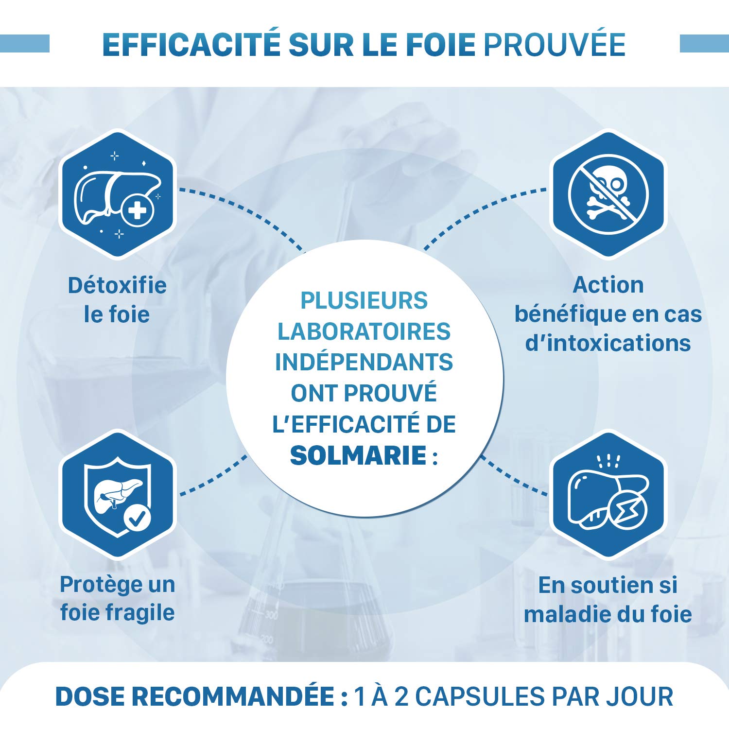 SOLMARIE Chardon-Marie 100% Silybine Haute Pureté - Absorption 5 FOIS supérieure à Silymarine via Etude - Cure détox du foie et digestion - 60 gélules Chardon Marie par le Laboratoire Français SOLAGE