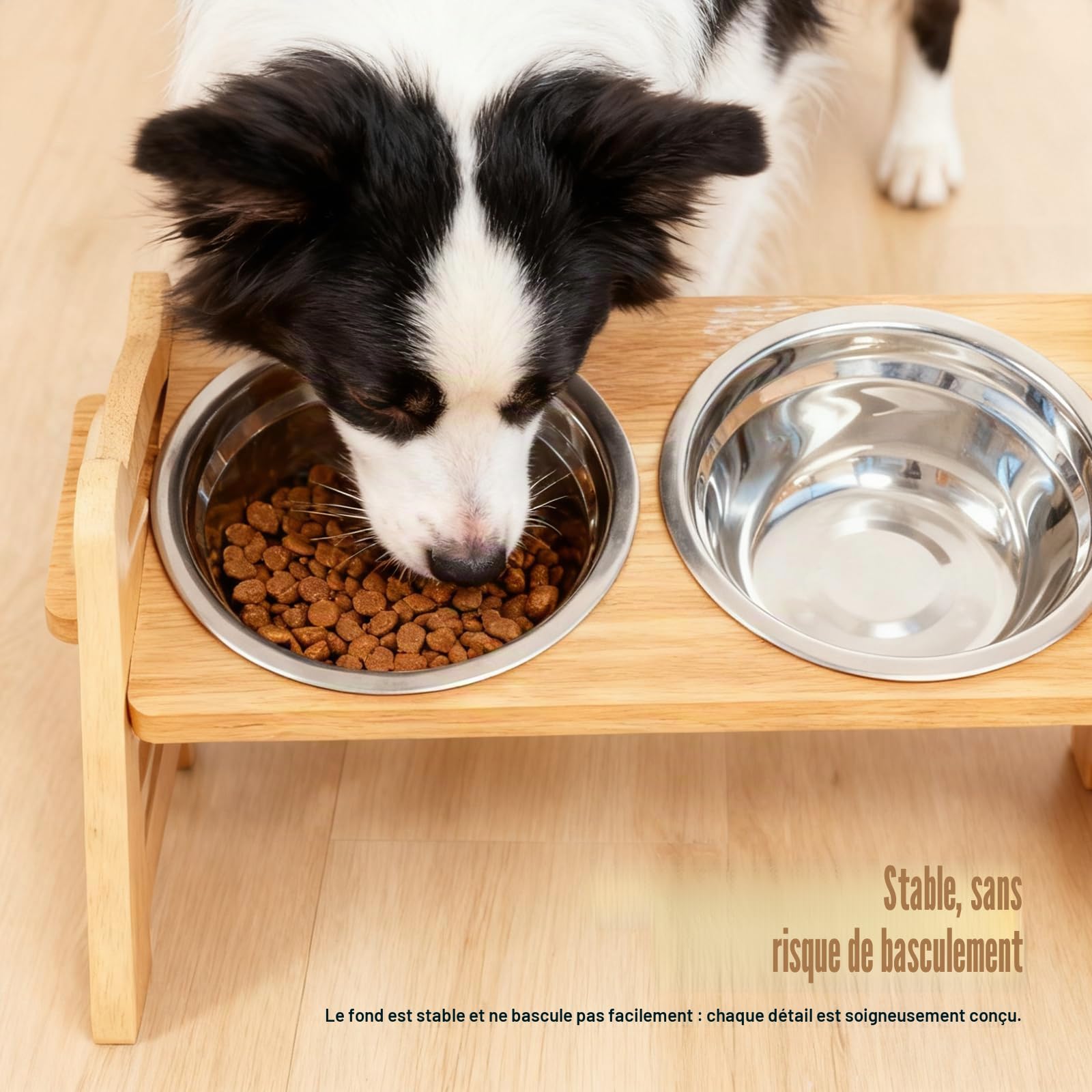 Gamelle pour chien surélevée avec support, hauteur réglable, hauteur réglable avec 2 bols en acier inoxydable, bol surélevé pour chiens et chats de petite taille