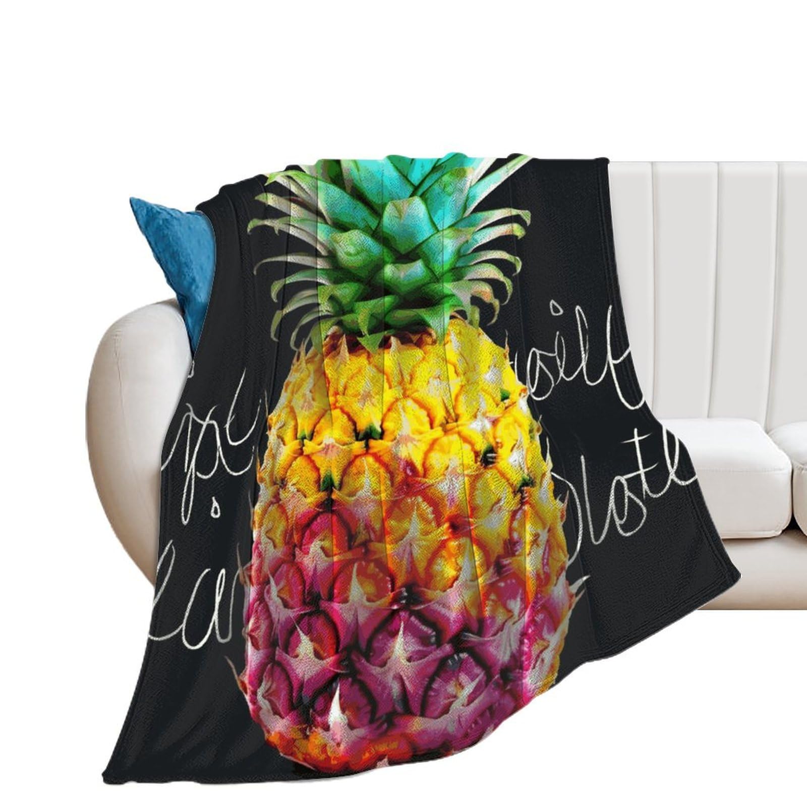 Couverture douce toutes saisons thermorégulatrice à motif fruits colorés