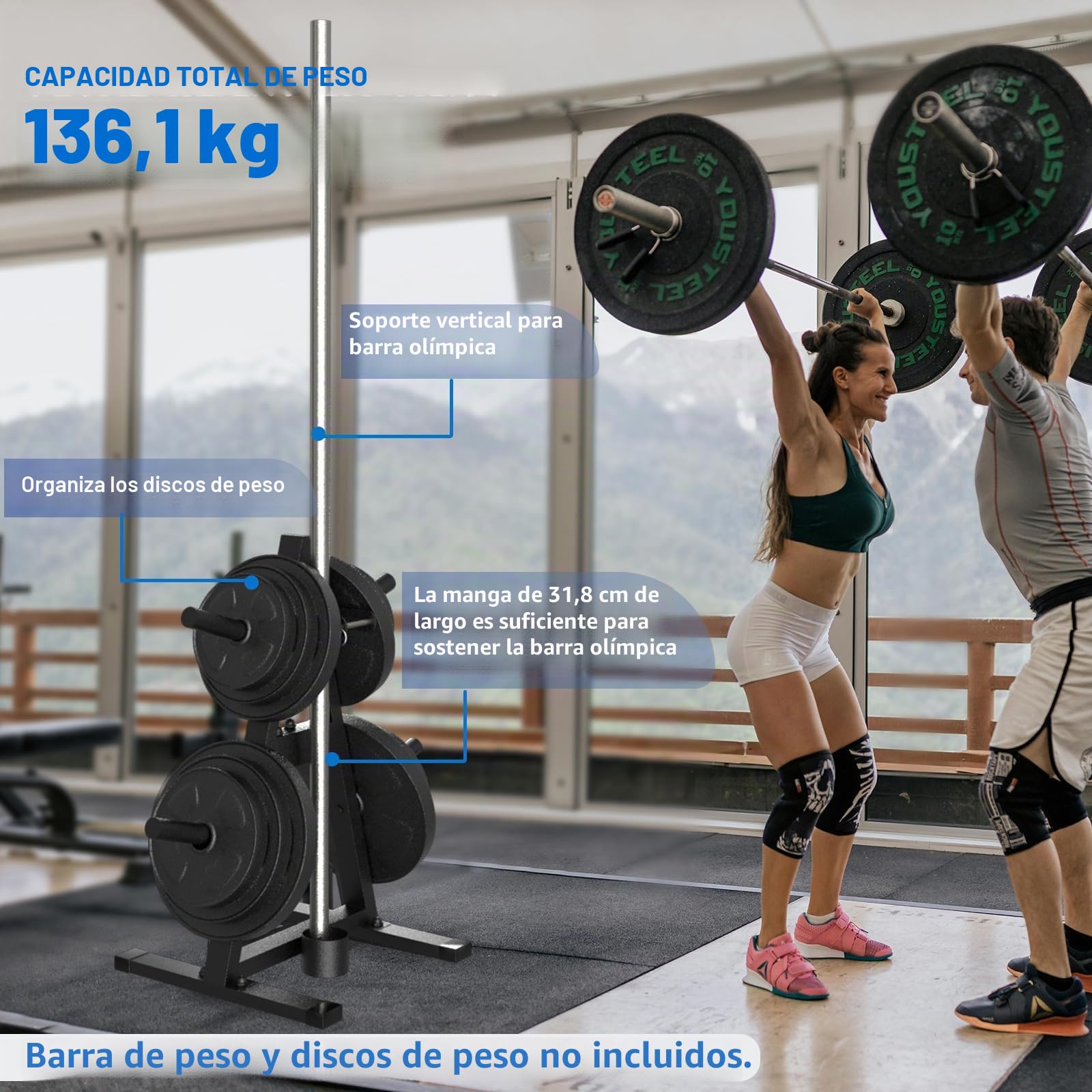 Árbol de pesas A, soporta 300 lb, estante mancuernas, almacenamiento gimnasio casa