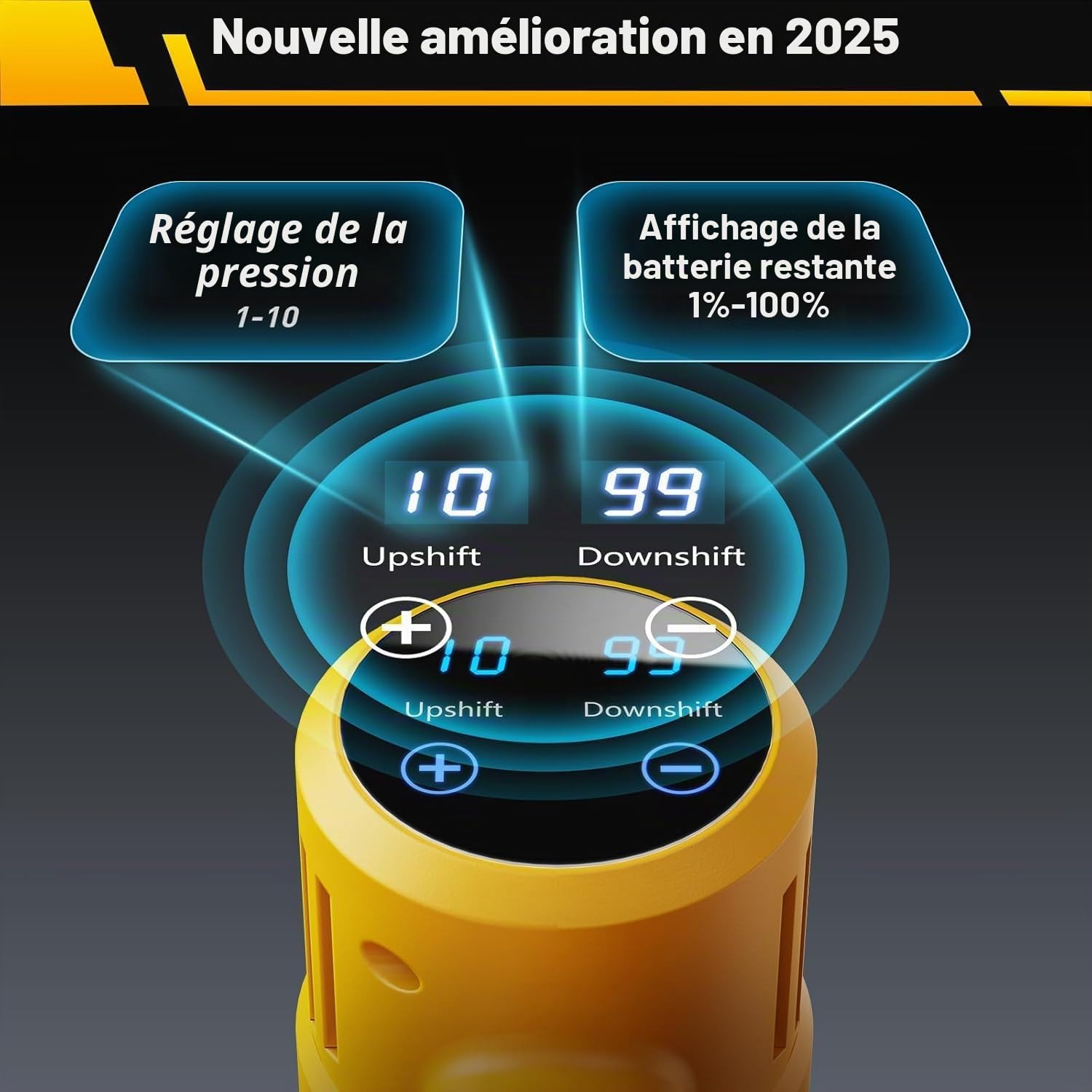Nettoyeur Haute Pression Sans Fil, 21V MAX 65 Bar/942PSI Nettoyeur Haute Pression Avec Batterie de 6,0Ah, Press & Clean Pistolet de Lavage avec écran LCD de Puissance et 10 Vitesses (Avec 2 Batteries)
