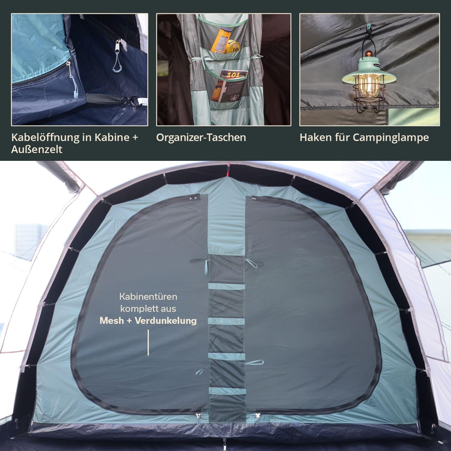 Skandika Tunnelzelt Hafslo Sleeper Protect | Zelt für Camping, 4/5/6 Personen, wasserdicht, eingenähter Zeltboden, 5000mm Wassersäule, Vorzelt, schwarze Schlafkabine | Zelte, Campingzelt, Familienzelt