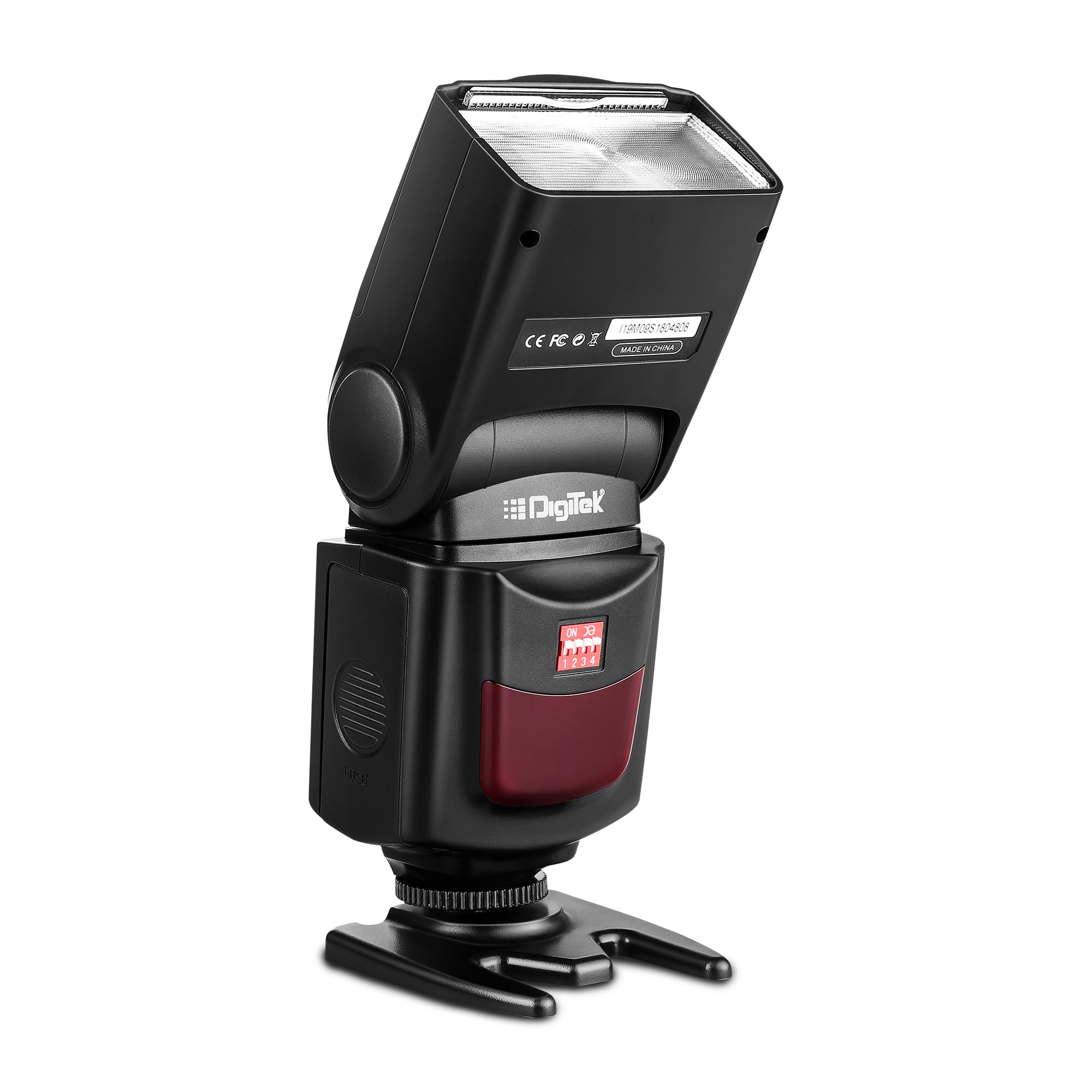 Digitek (DFL 101) Electronic Flash Speedlite with Wireless Triggering, GN40, 0.1-5s Recycle Time, 0-270° Vertical Rotation, 5600K Color Temp, for Canon, Nikon, Sony, Fujifilm, Olympus DSLR Cameras
