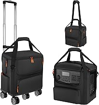 Carrying Bag Compatible with BLUETTI AC180, Power Station Storage Case for Charging Cable and Accessories (BLACK, With Retractable Handle)