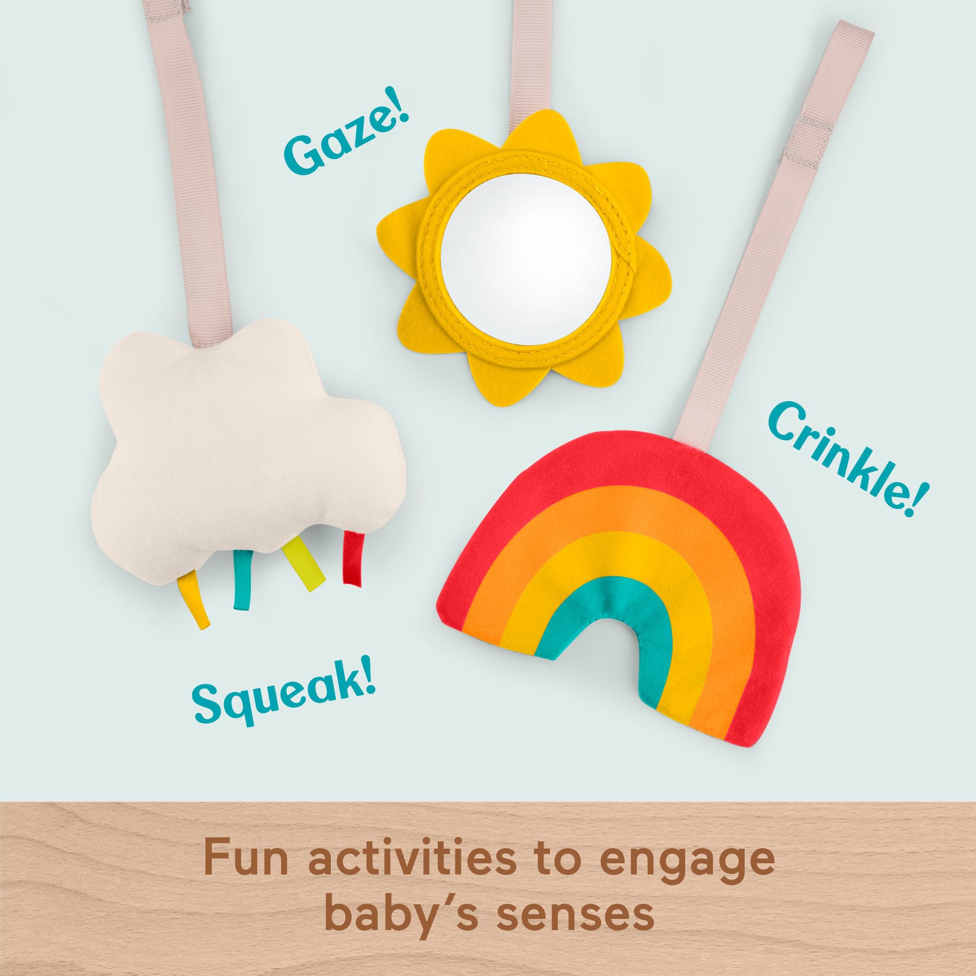 Fisher-Price Tappetino da Gioco in Legno Activity Gym con Telaio in Legno, 3 attività sensoriali per Gioco di Sviluppo Neonato a Partire da 0 Mesi