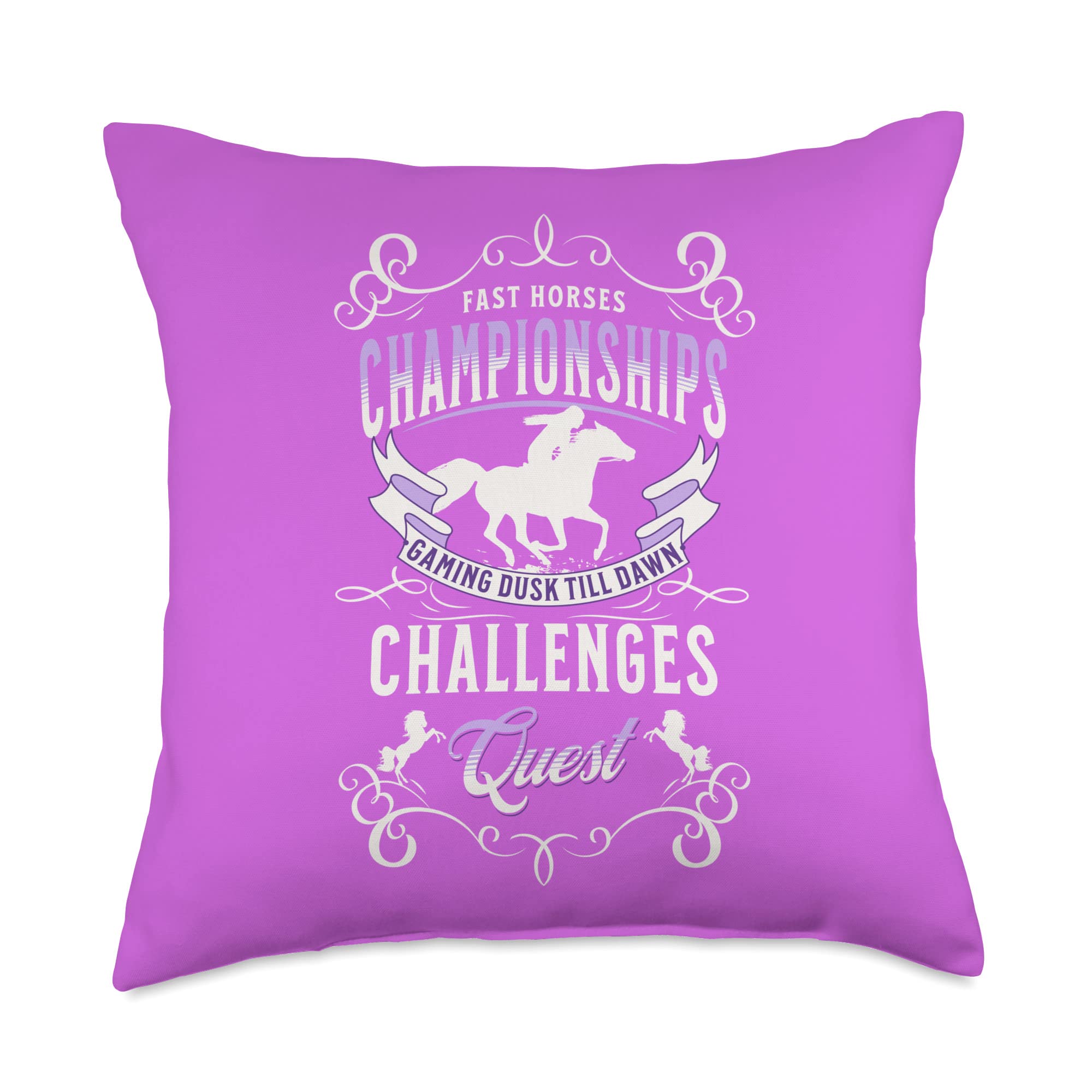 Horse Gaming Championships and Challenges Throw Pillow, 18x18, Multicolor
