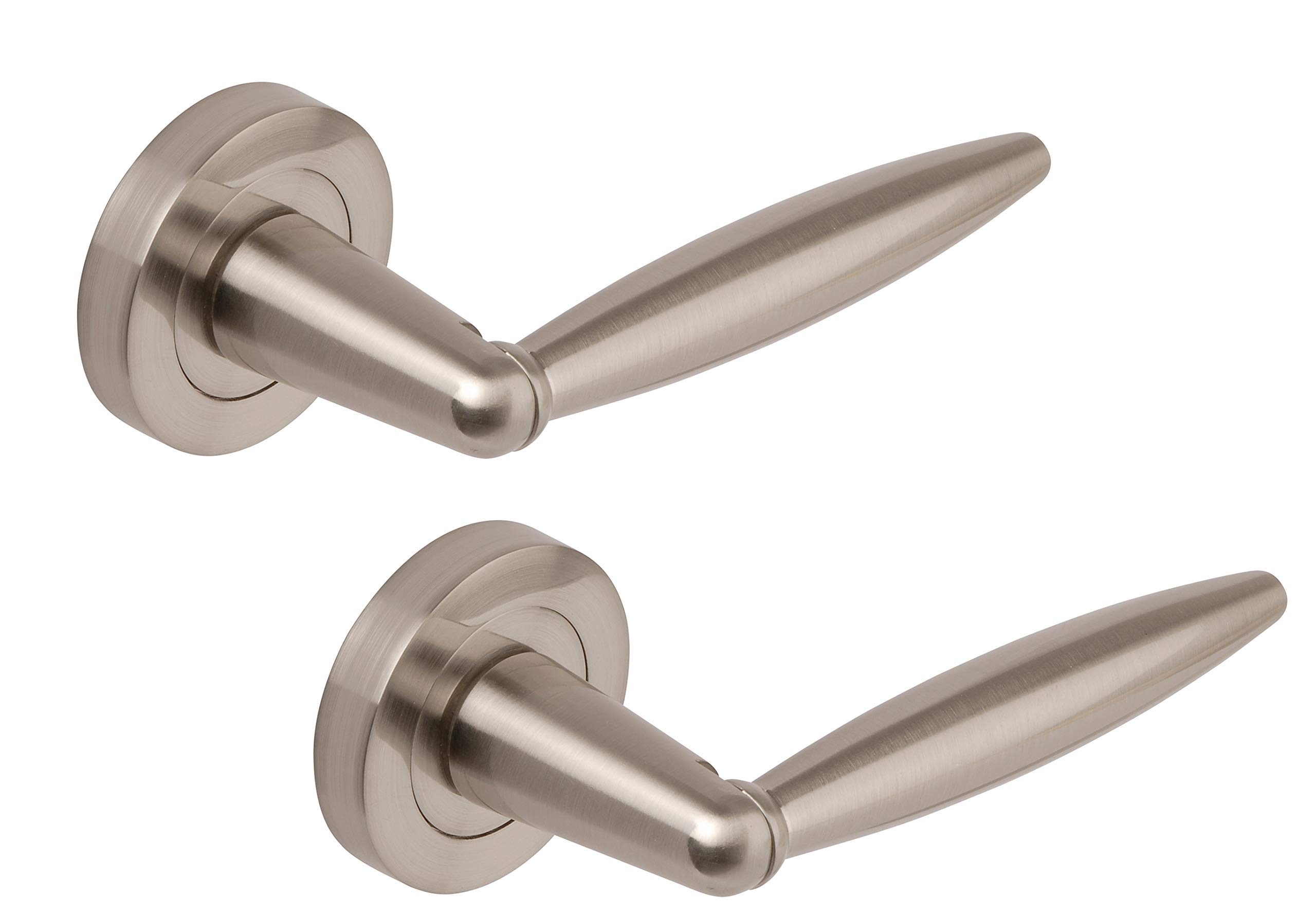 Excel Satin Nickel Centaur Passage Door Handles On Round Rose,